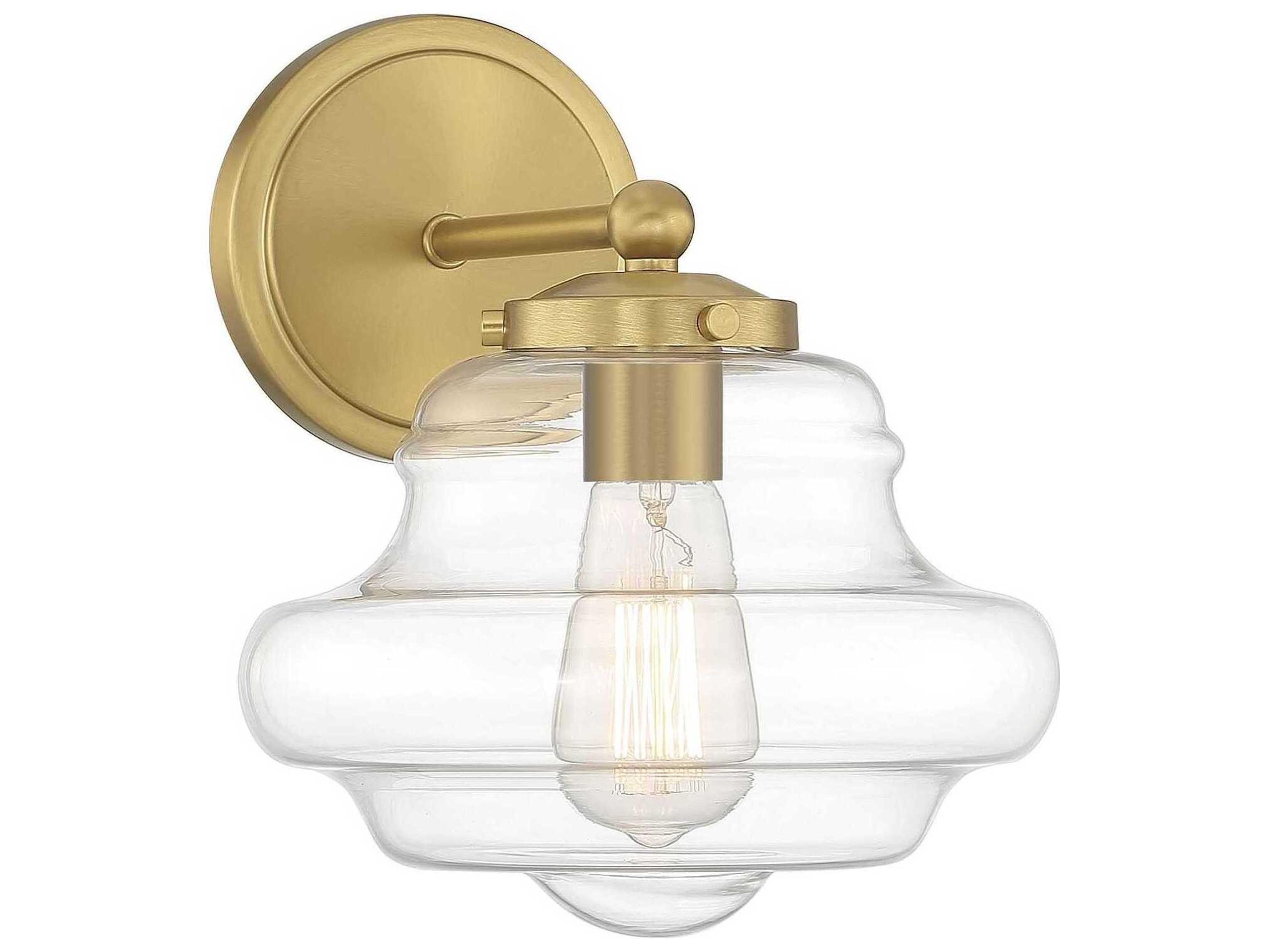 Savoy House Meridian 1-Light Natural Brass Glass Wall Sconce