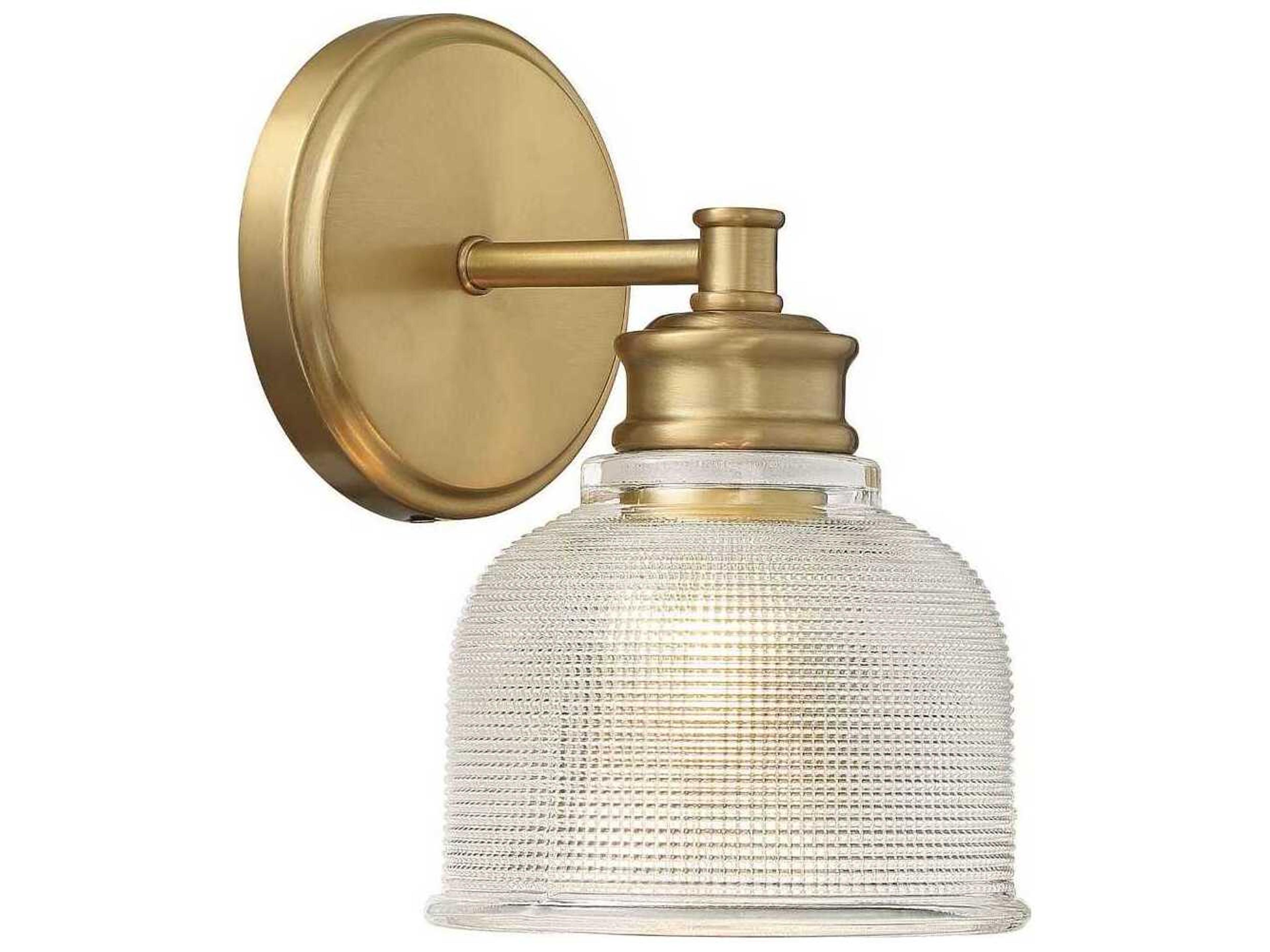 Savoy House Meridian 1-Light Natural Brass Glass Wall Sconce