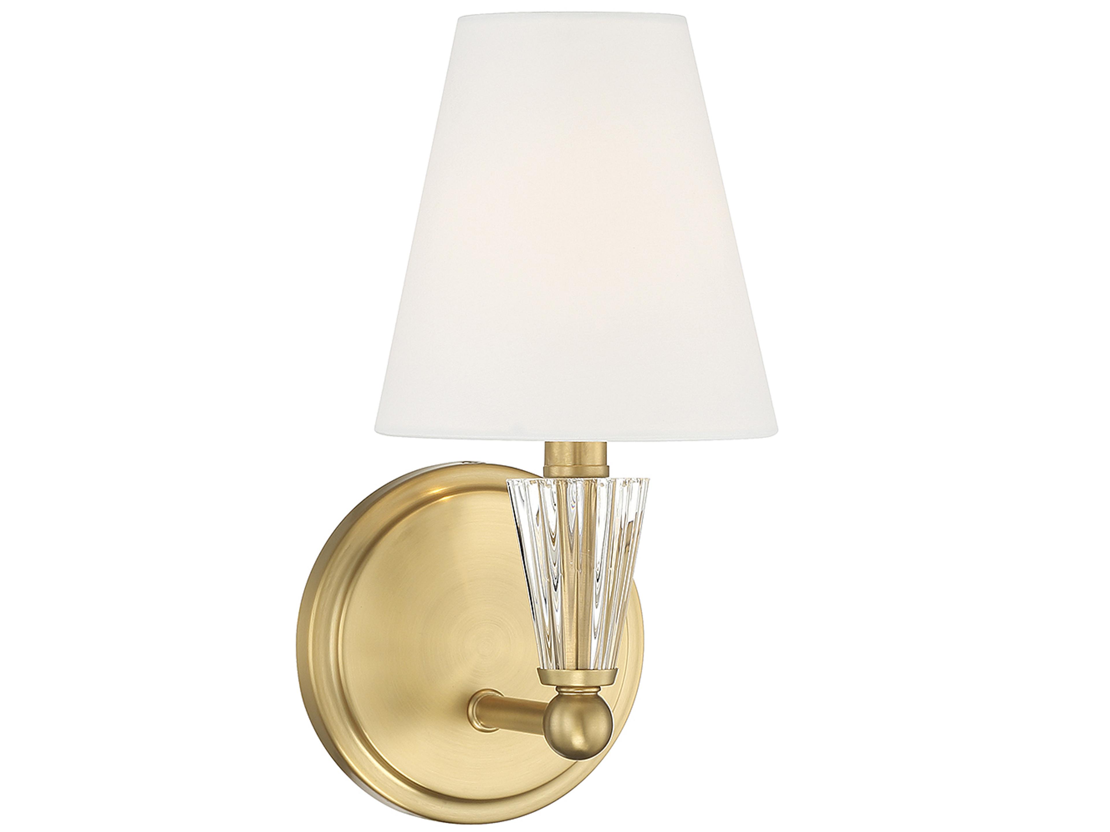 Savoy House Meridian 1-Light Natural Brass Crystal Wall Sconce