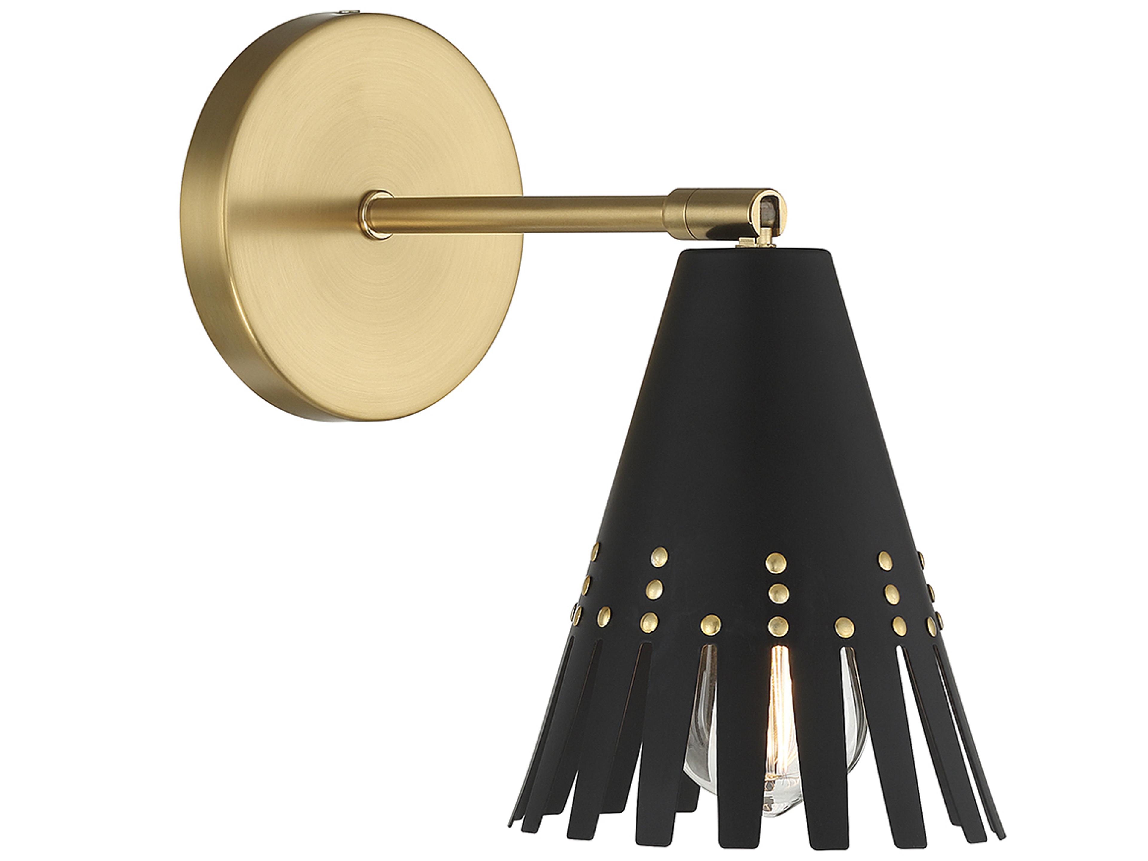 Savoy House Meridian 1-Light Matte Black Natural Brass Wall Sconce