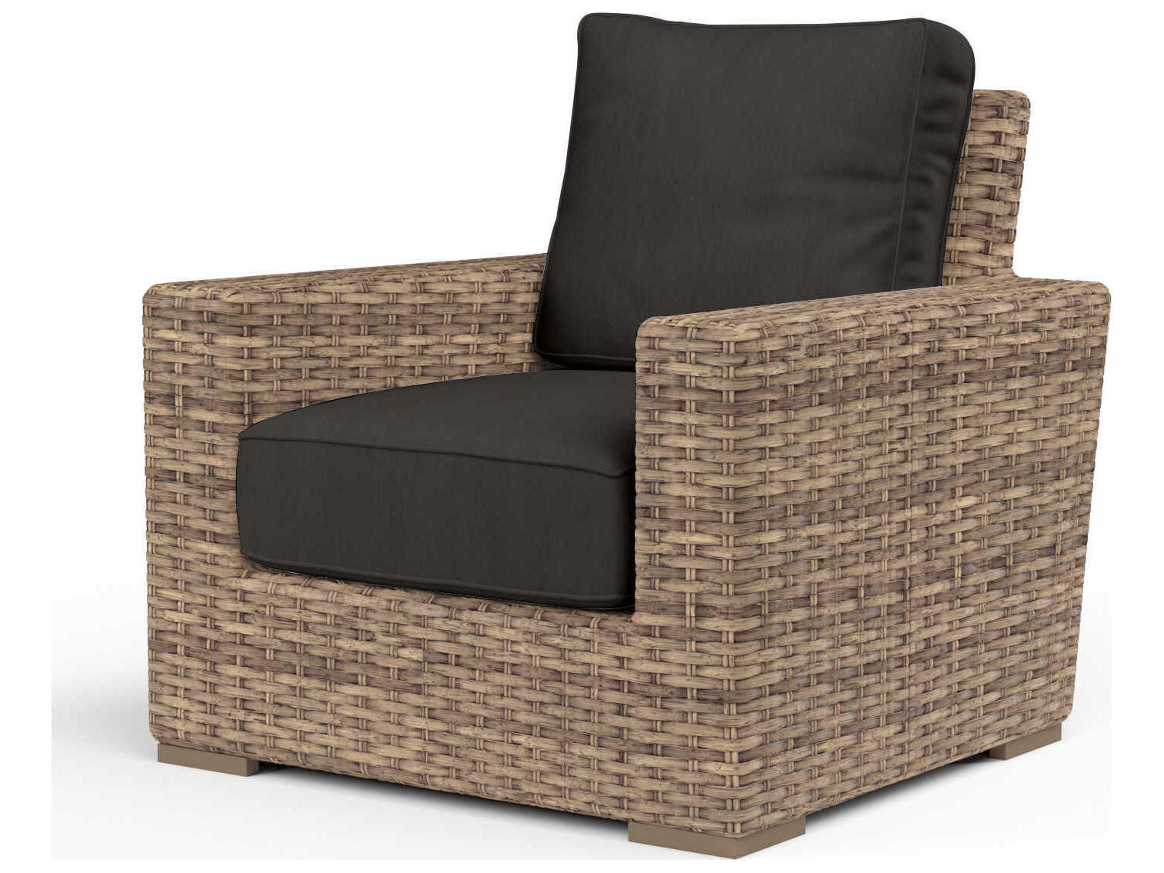 Sunset West Havana Tobacco Wicker Cushion Lounge Chair