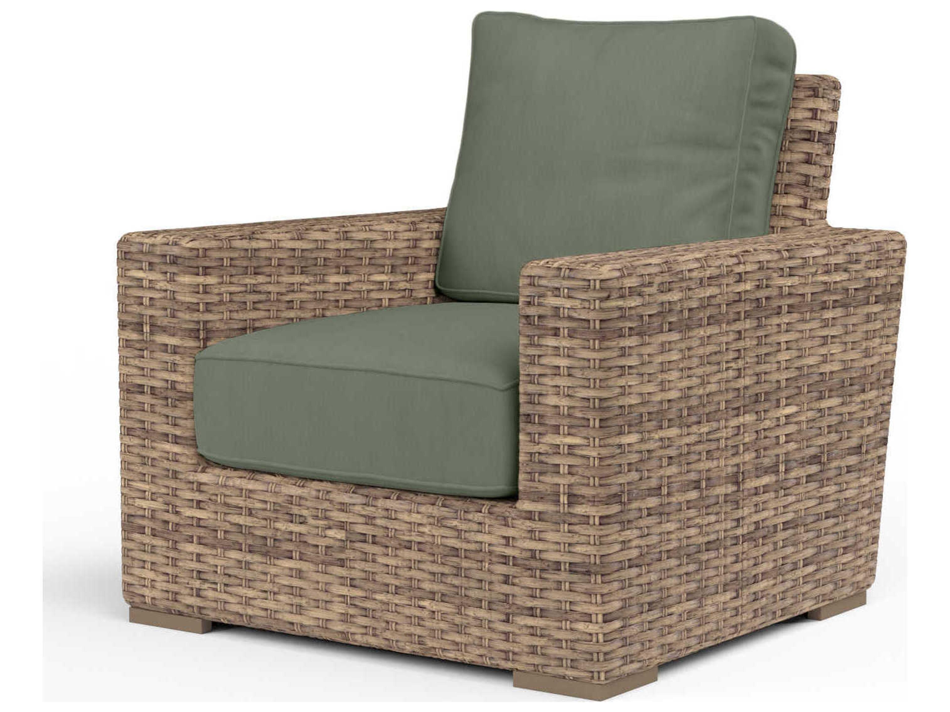 Sunset West Havana Tobacco Wicker Cushion Lounge Chair