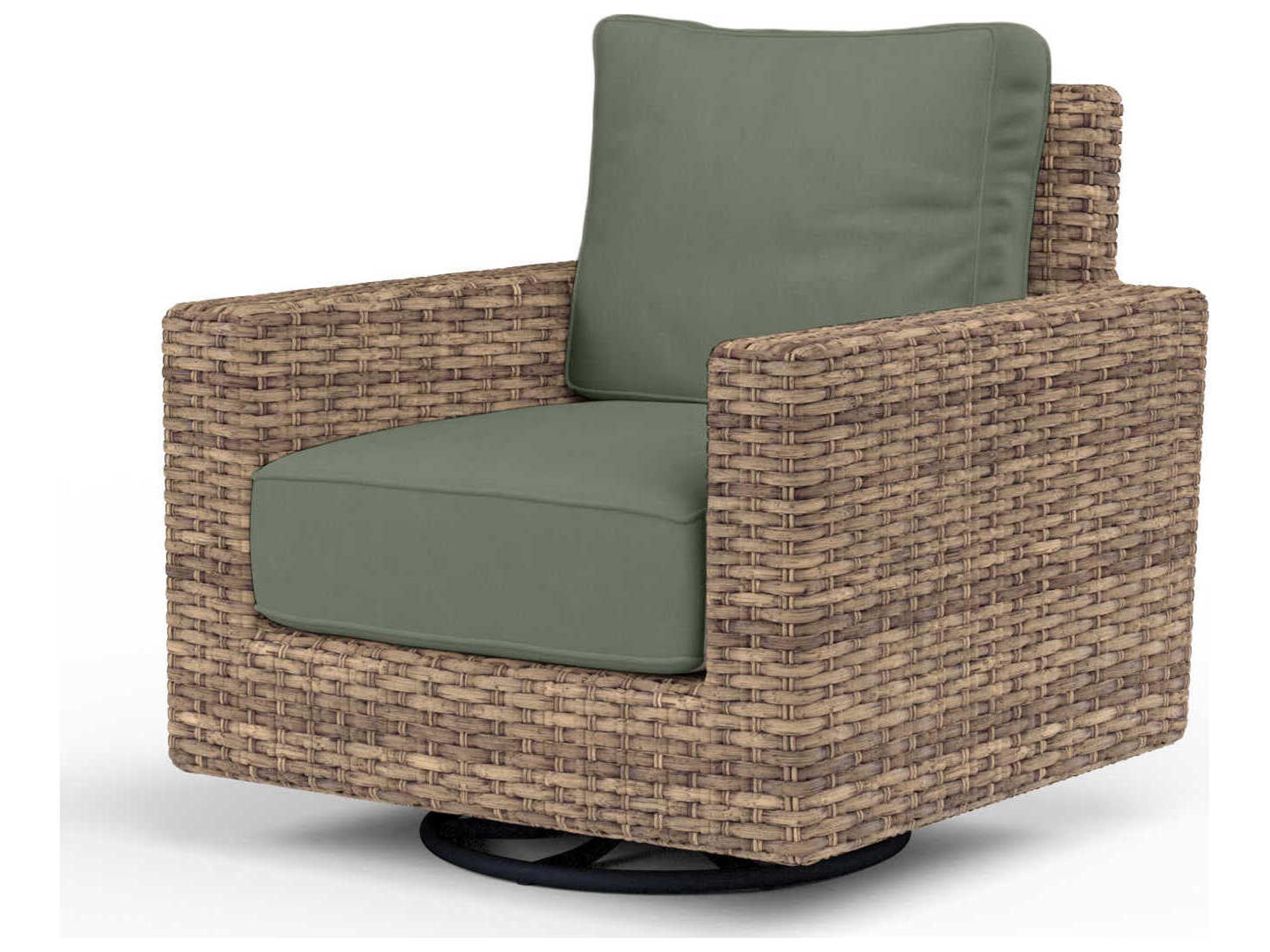 Sunset West Havana Tobacco Wicker Cushion Lounge Chair