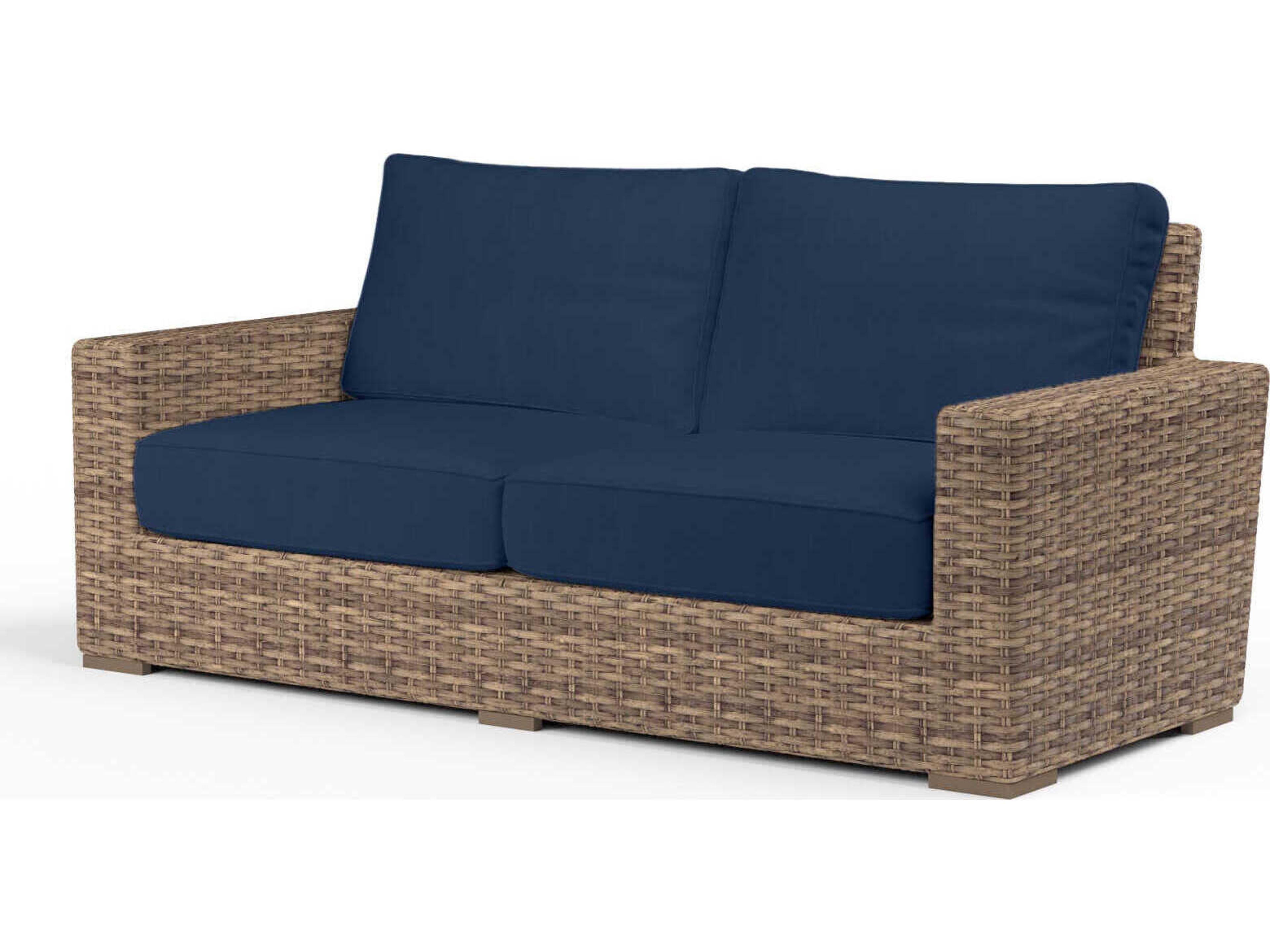 Sunset West Havana Tobacco Wicker Cushion Loveseat