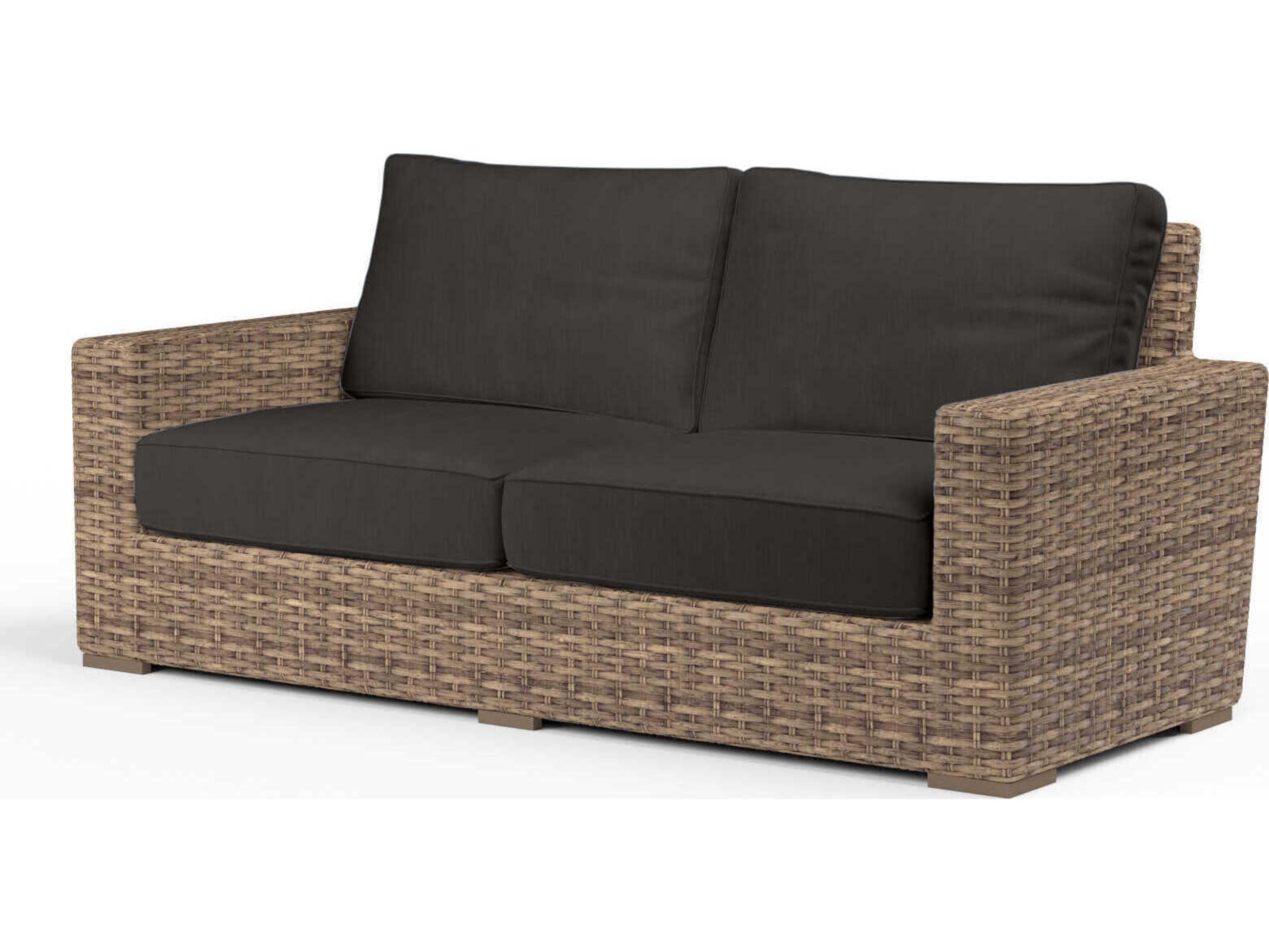 Sunset West Havana Tobacco Wicker Cushion Loveseat