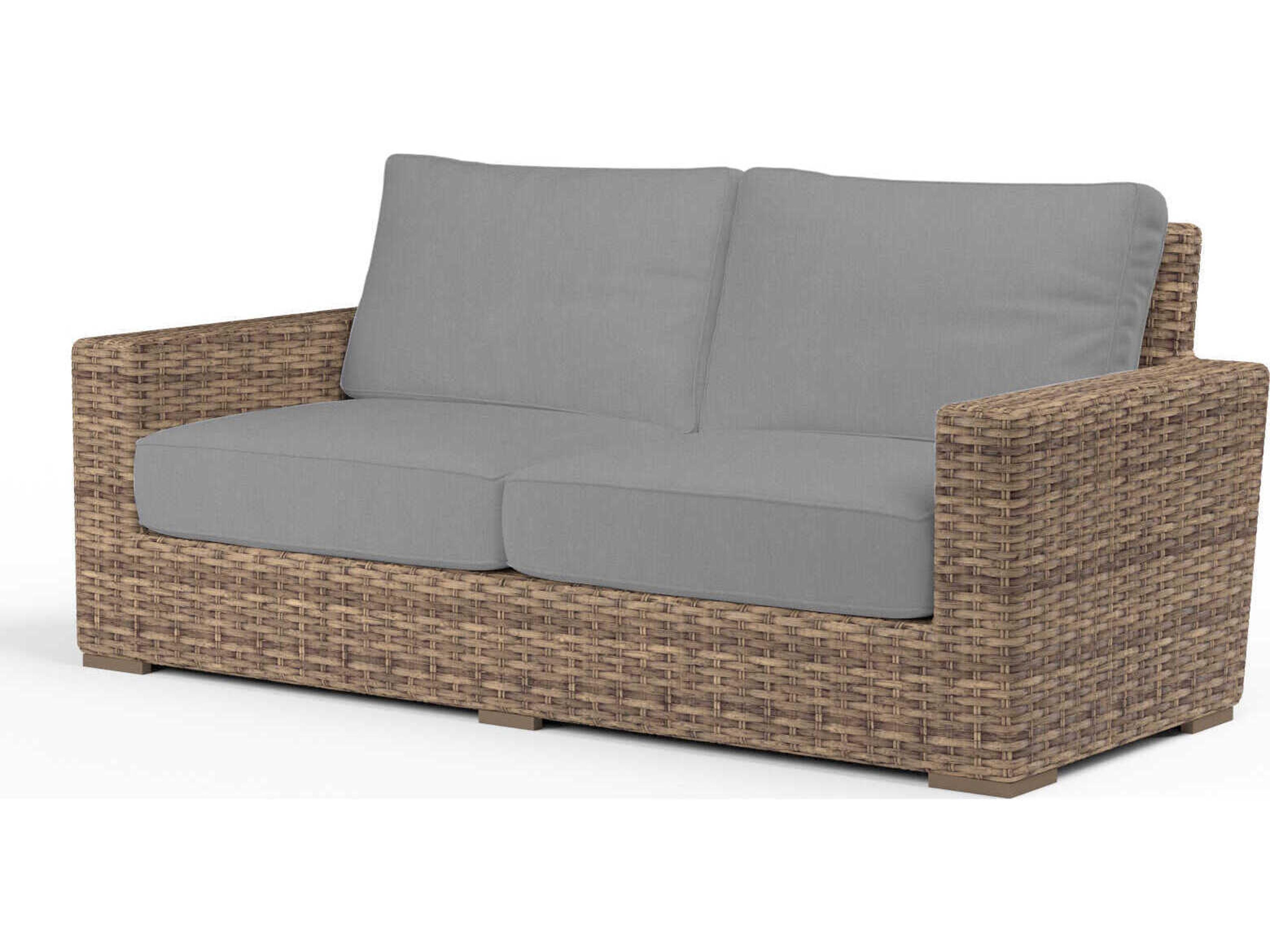 Sunset West Havana Tobacco Wicker Cushion Loveseat