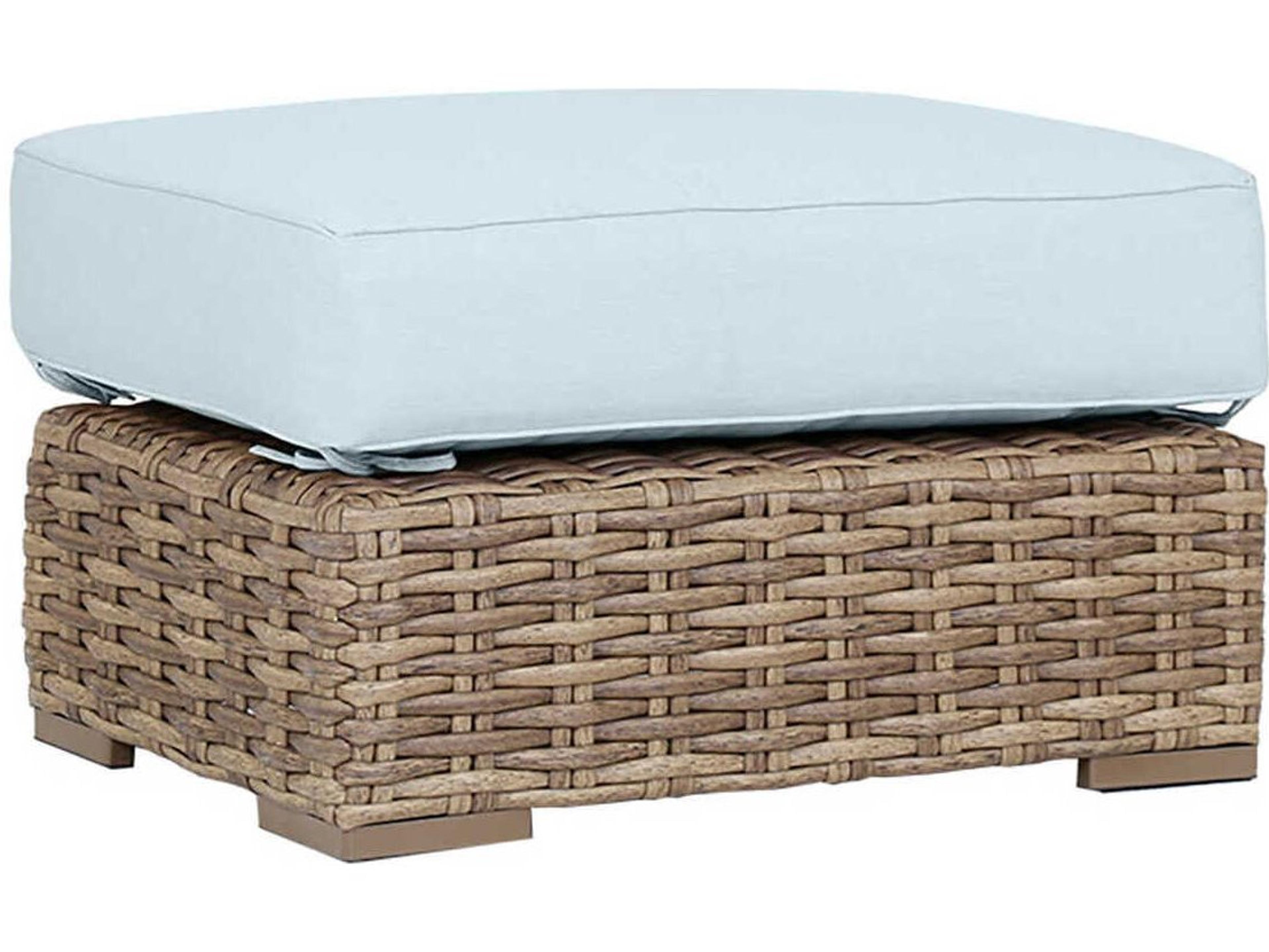 Sunset West Havana Tobacco Wicker Cushion Ottoman