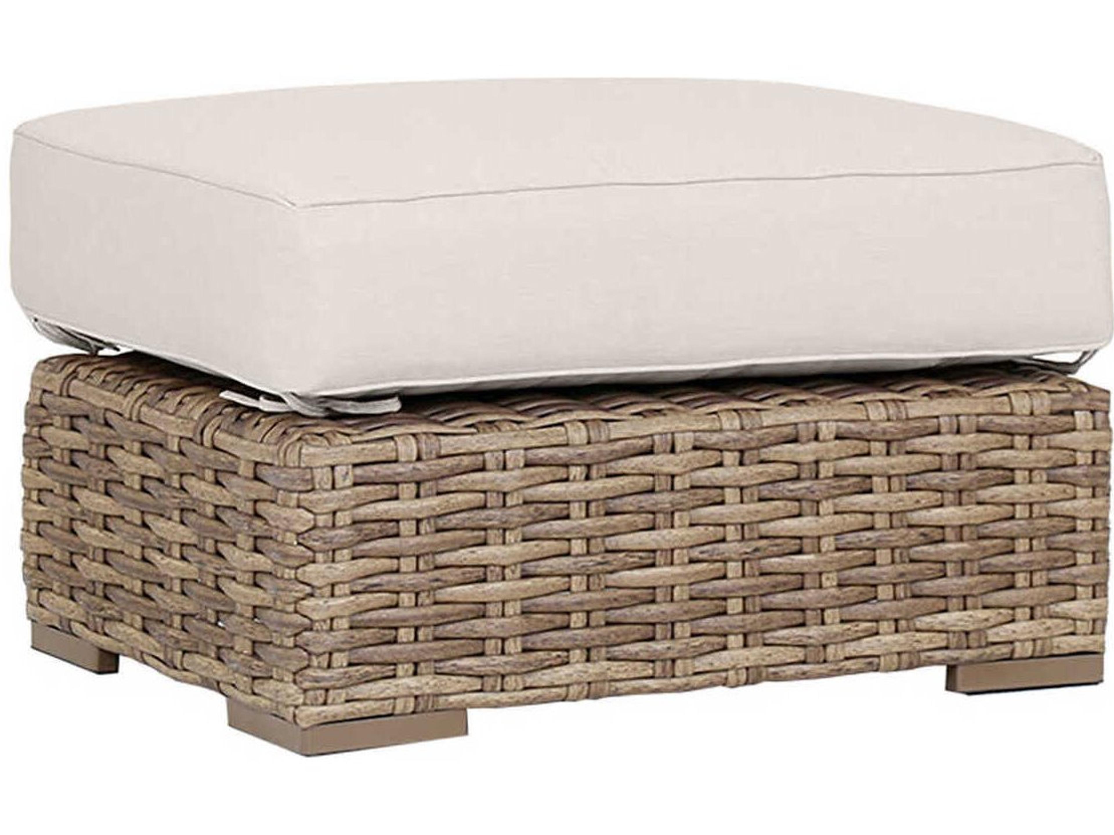 Sunset West Havana Tobacco Wicker Cushion Ottoman