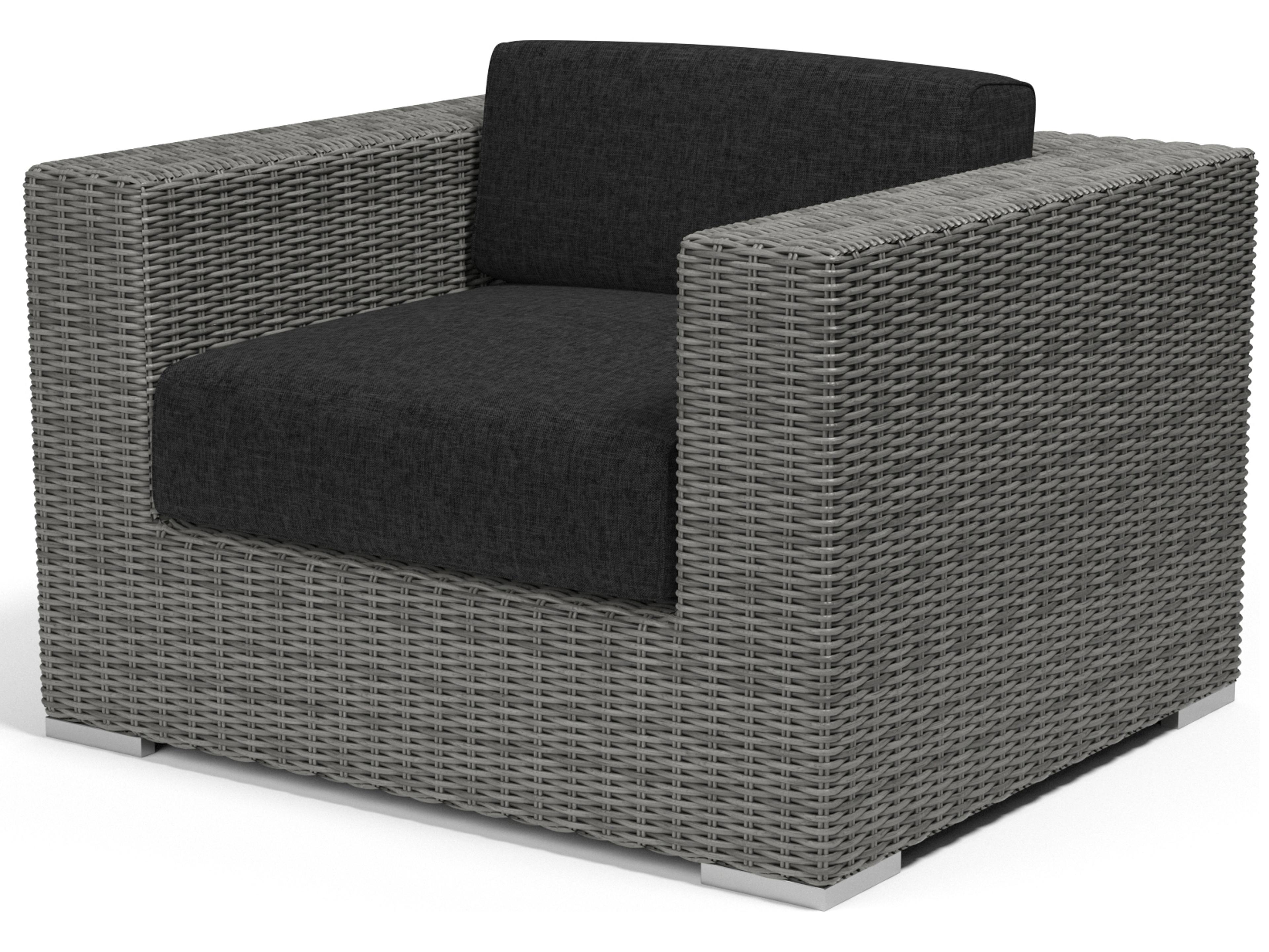 Sunset West Emerald II Wicker Outdoor Patio Lounge Chair in Spectrum Carbon