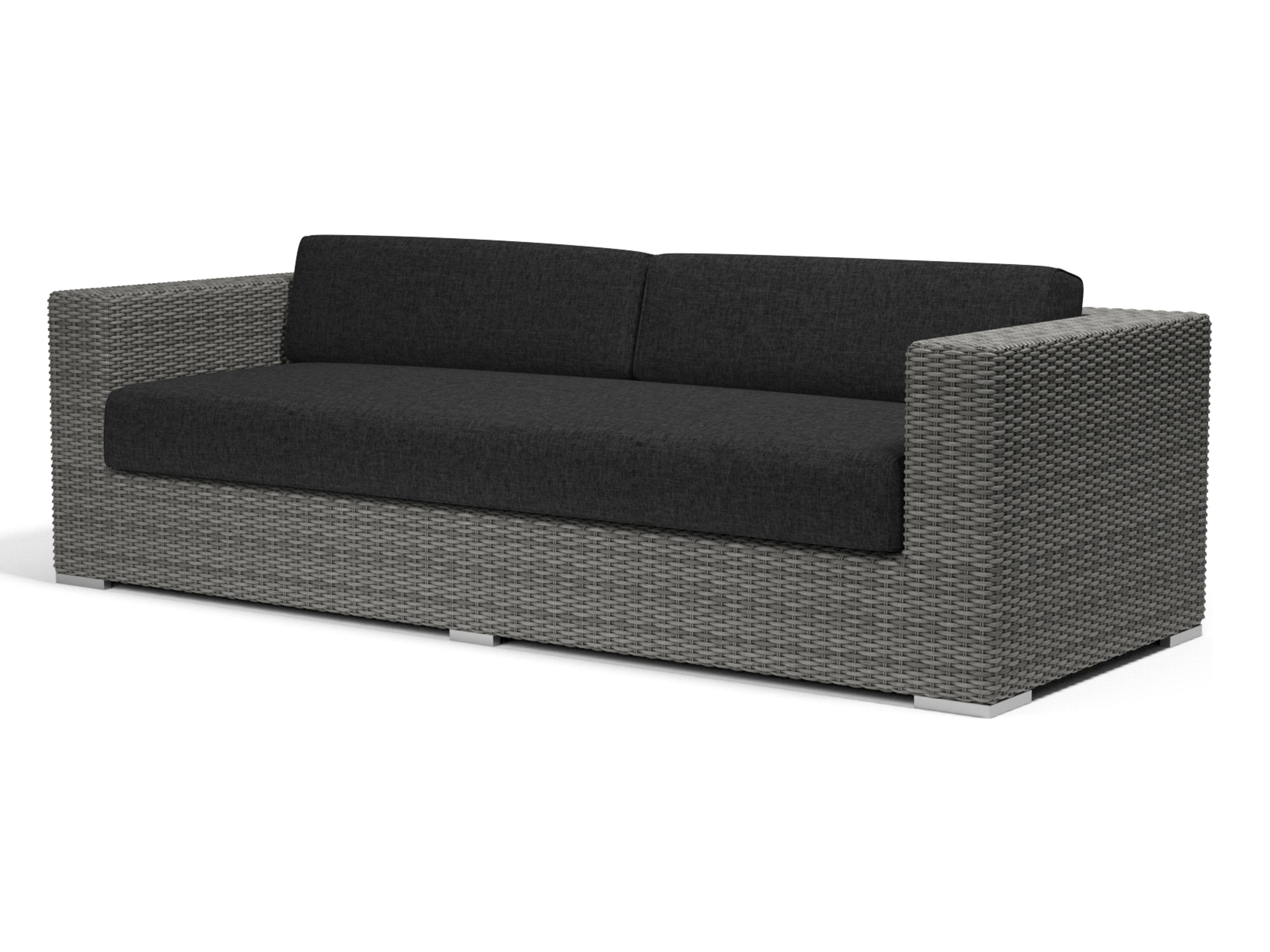 Sunset West Emerald II Wicker Outdoor Sofa in Spectrum Carbon
