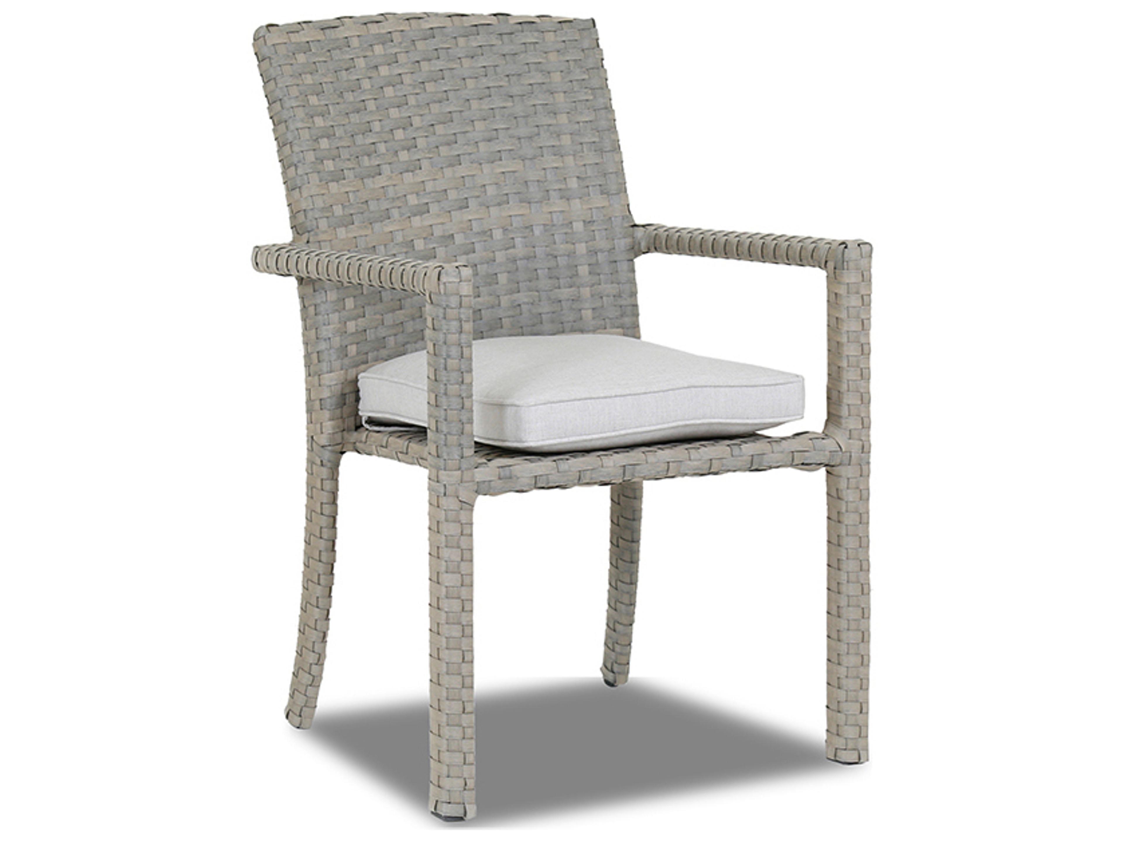 Sunset West Majorca Wicker Outdoor Patio Dining Chair in Cast Silver