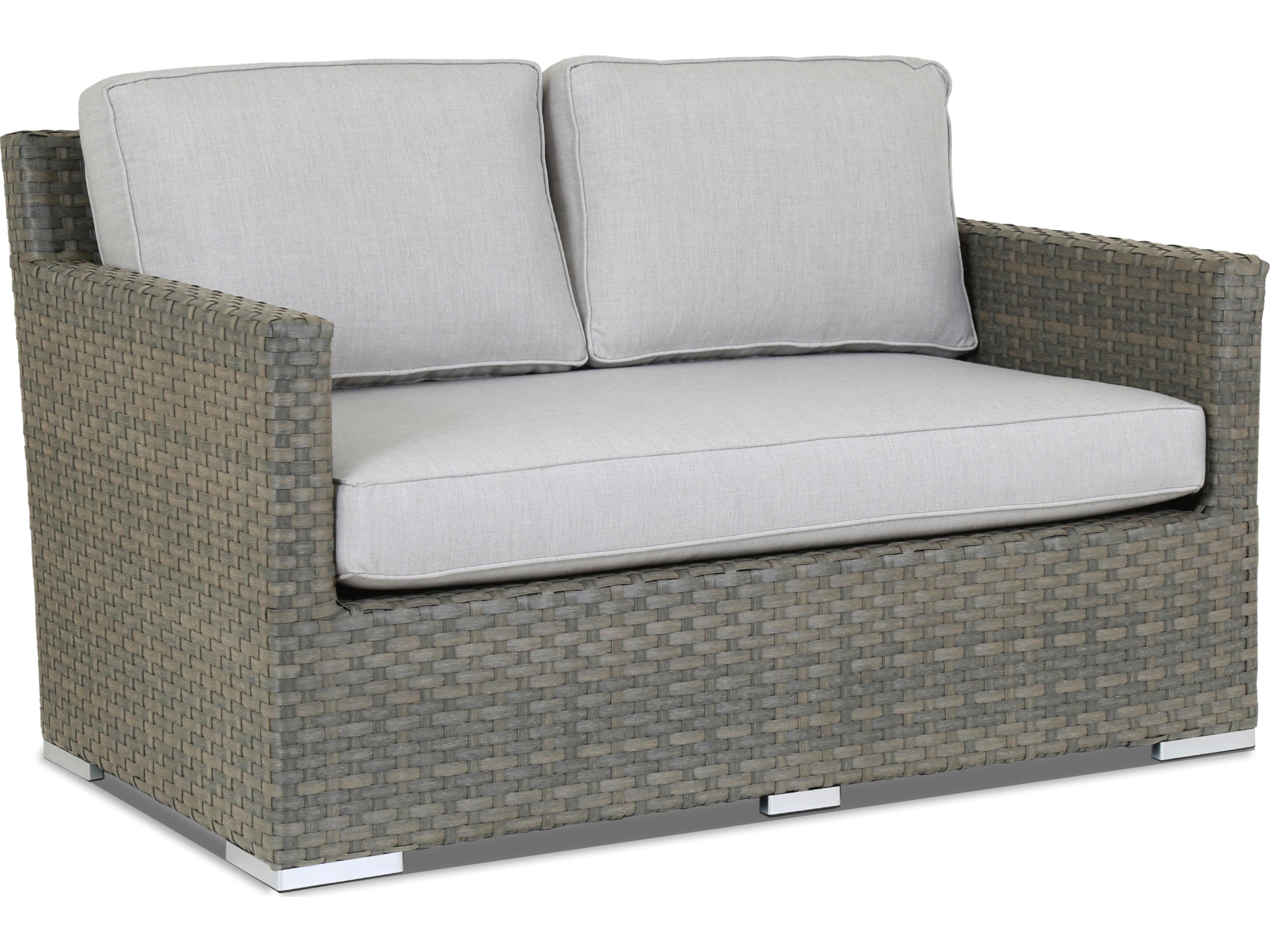 Sunset West Majorca Wicker Outdoor Loveseat in Cast Silver