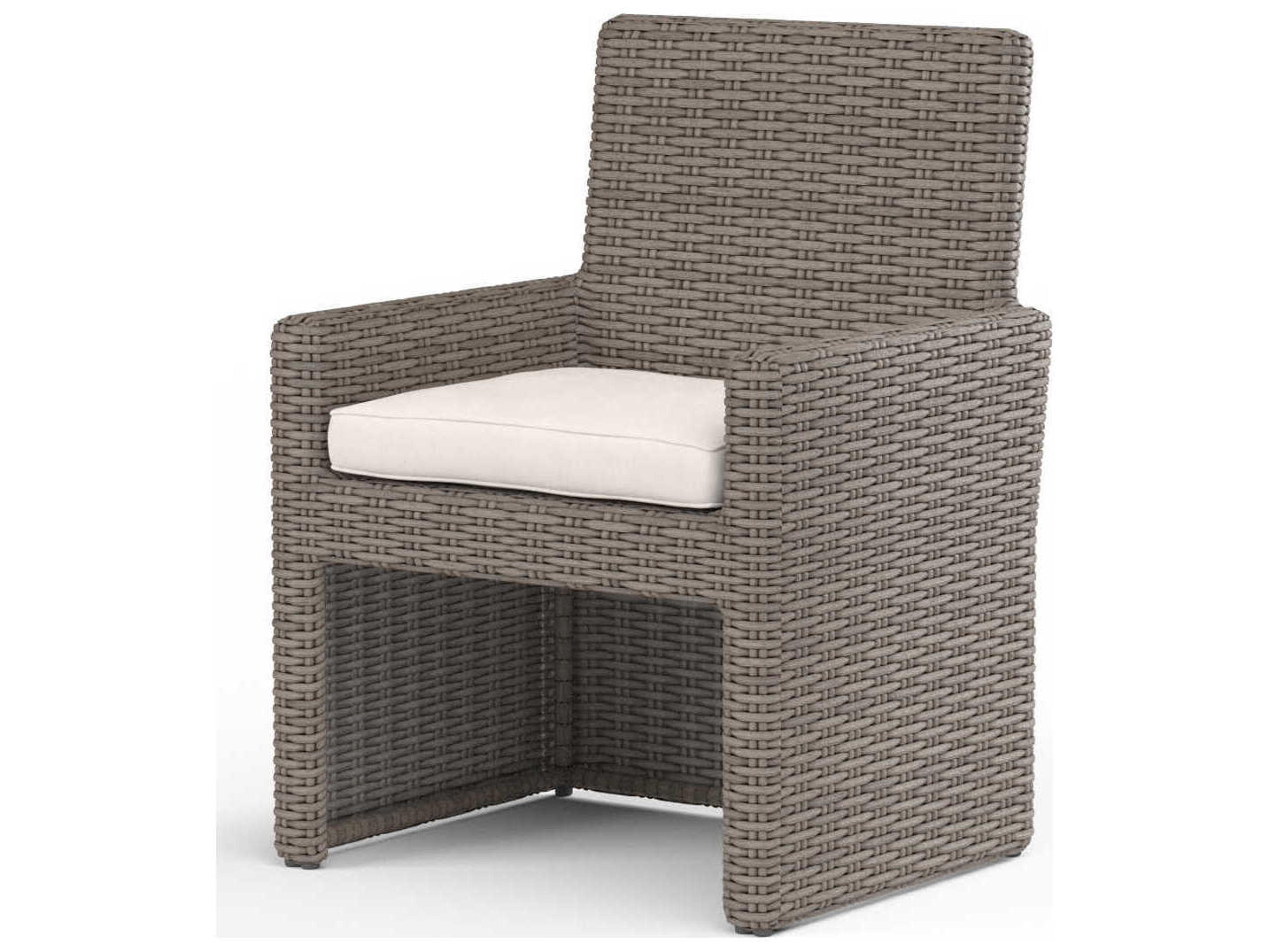 Sunset West Montecito Driftwood Wicker Cushion Dining Chair