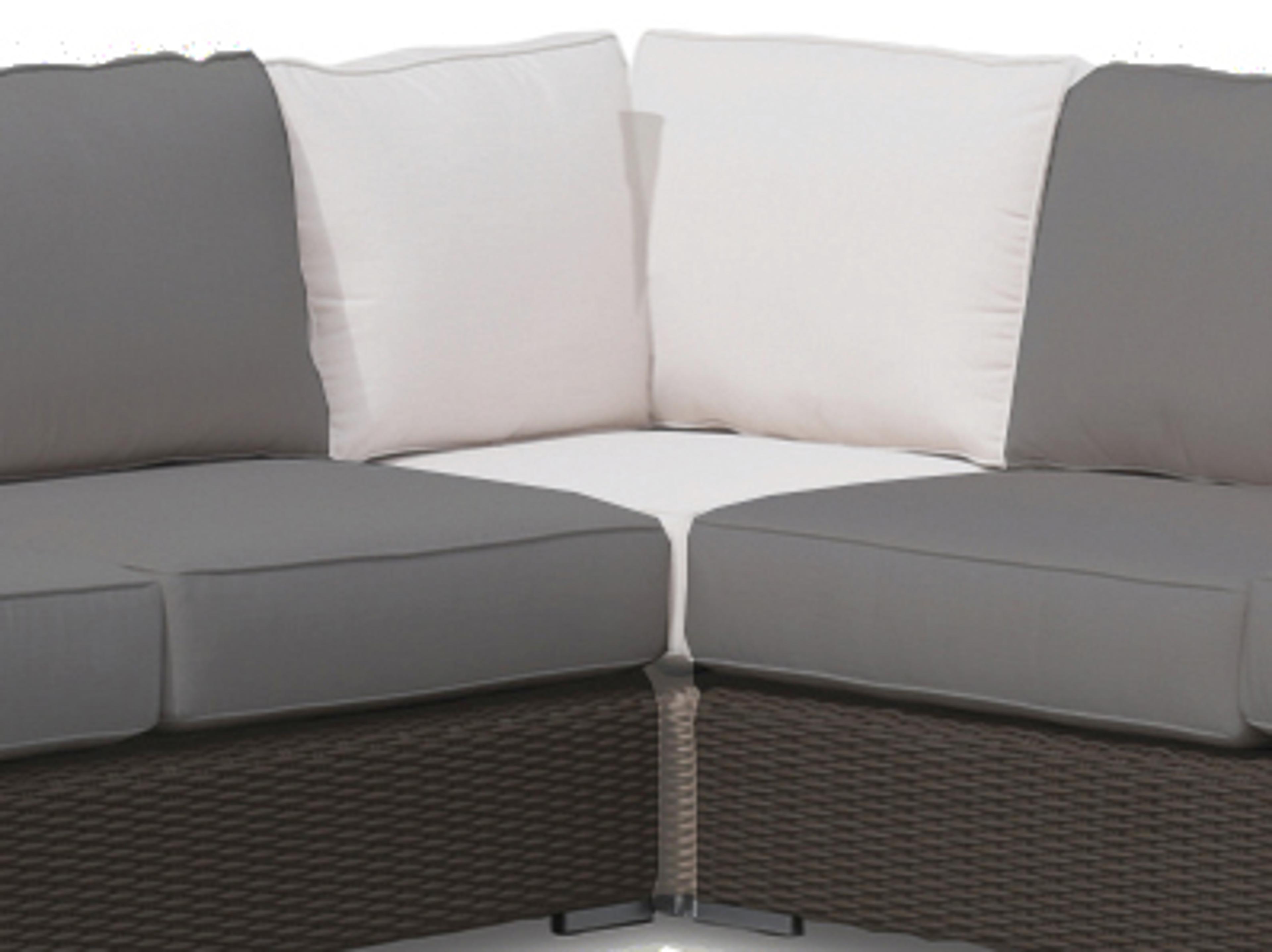 Sunset West Coronado Wicker Corner Outdoor Patio Lounge Chair in Canvas Flax with Self Welt