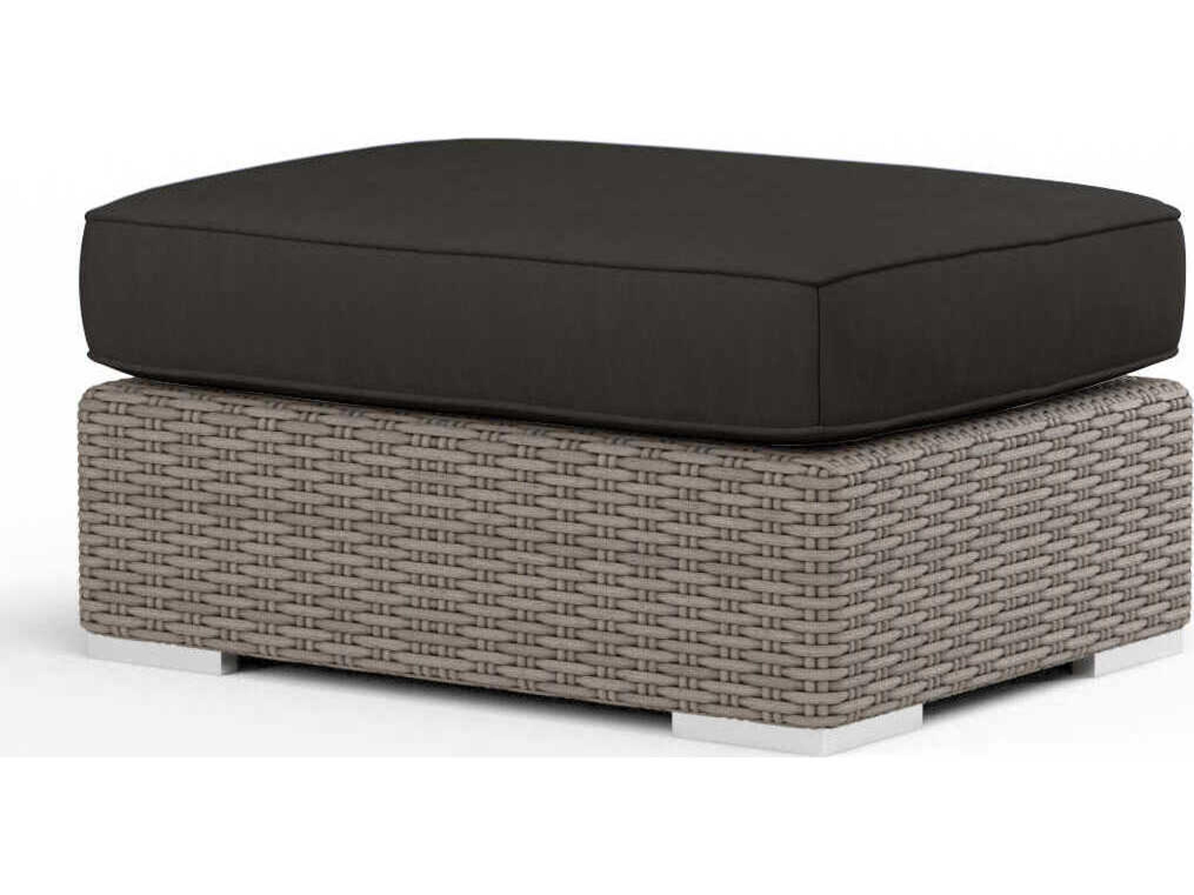 Sunset West Montecito Driftwood Wicker Cushion Ottoman