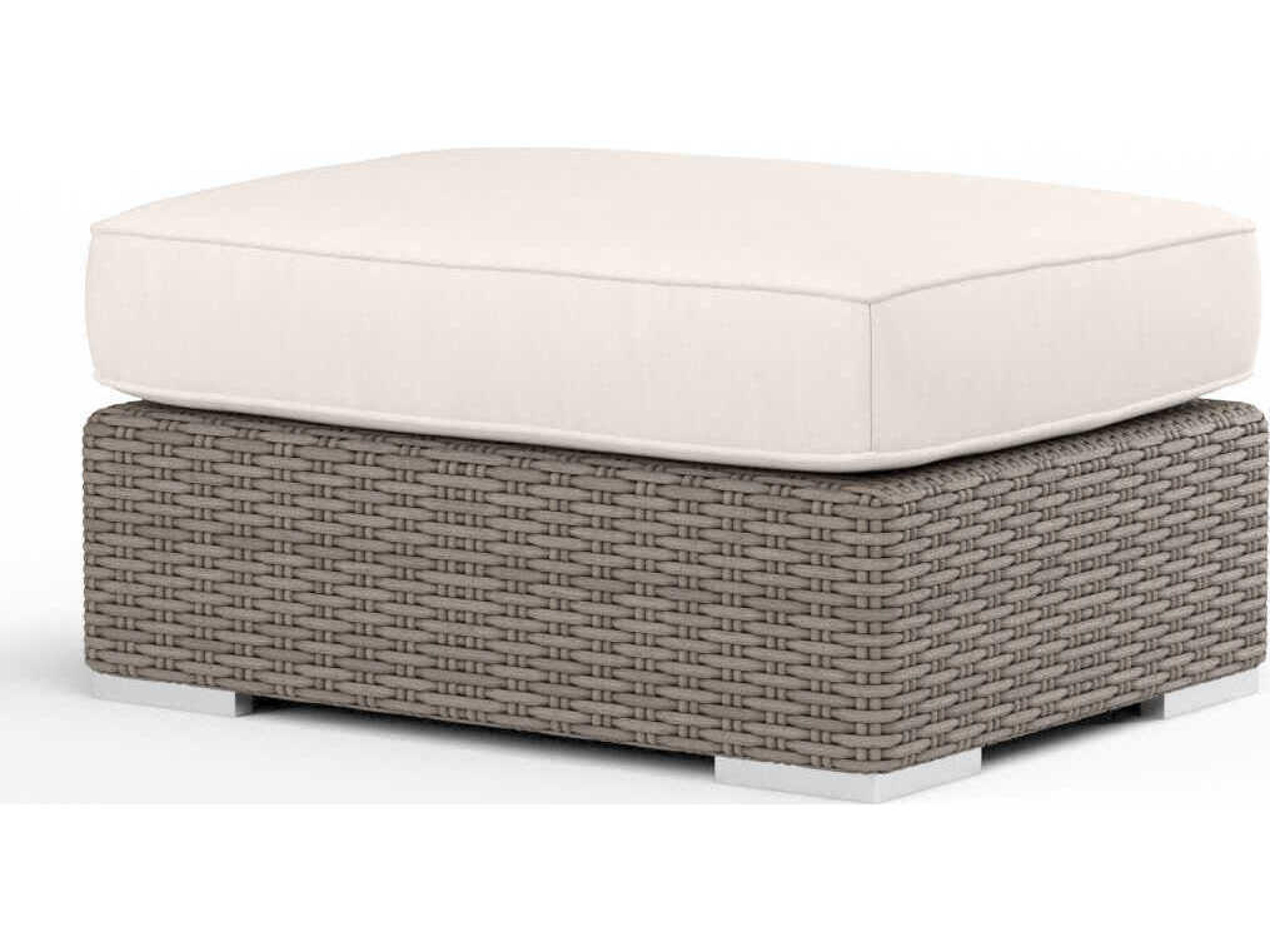 Sunset West Montecito Driftwood Wicker Cushion Ottoman