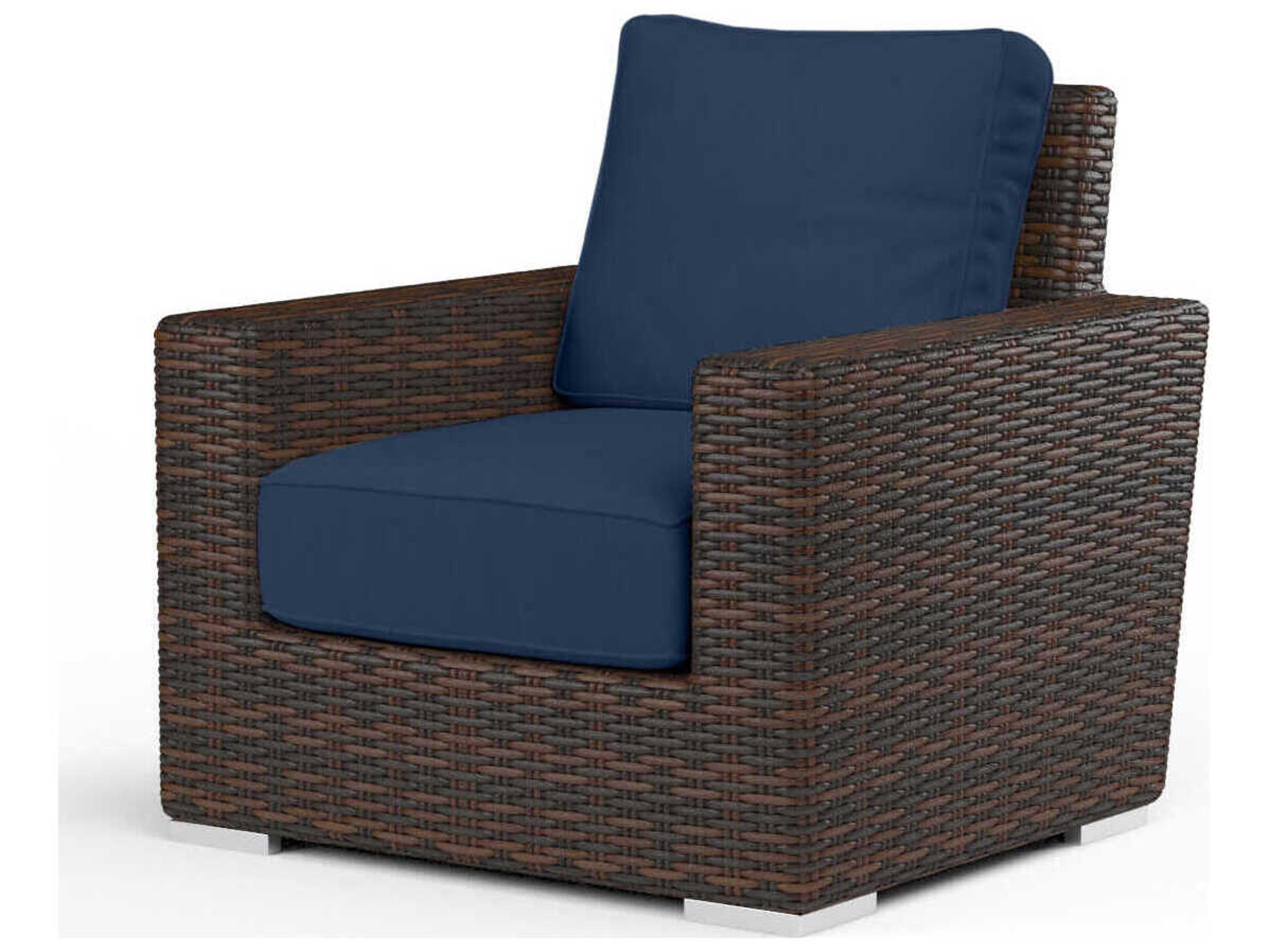 Sunset West Montecito Cognac Wicker Cushion Lounge Chair