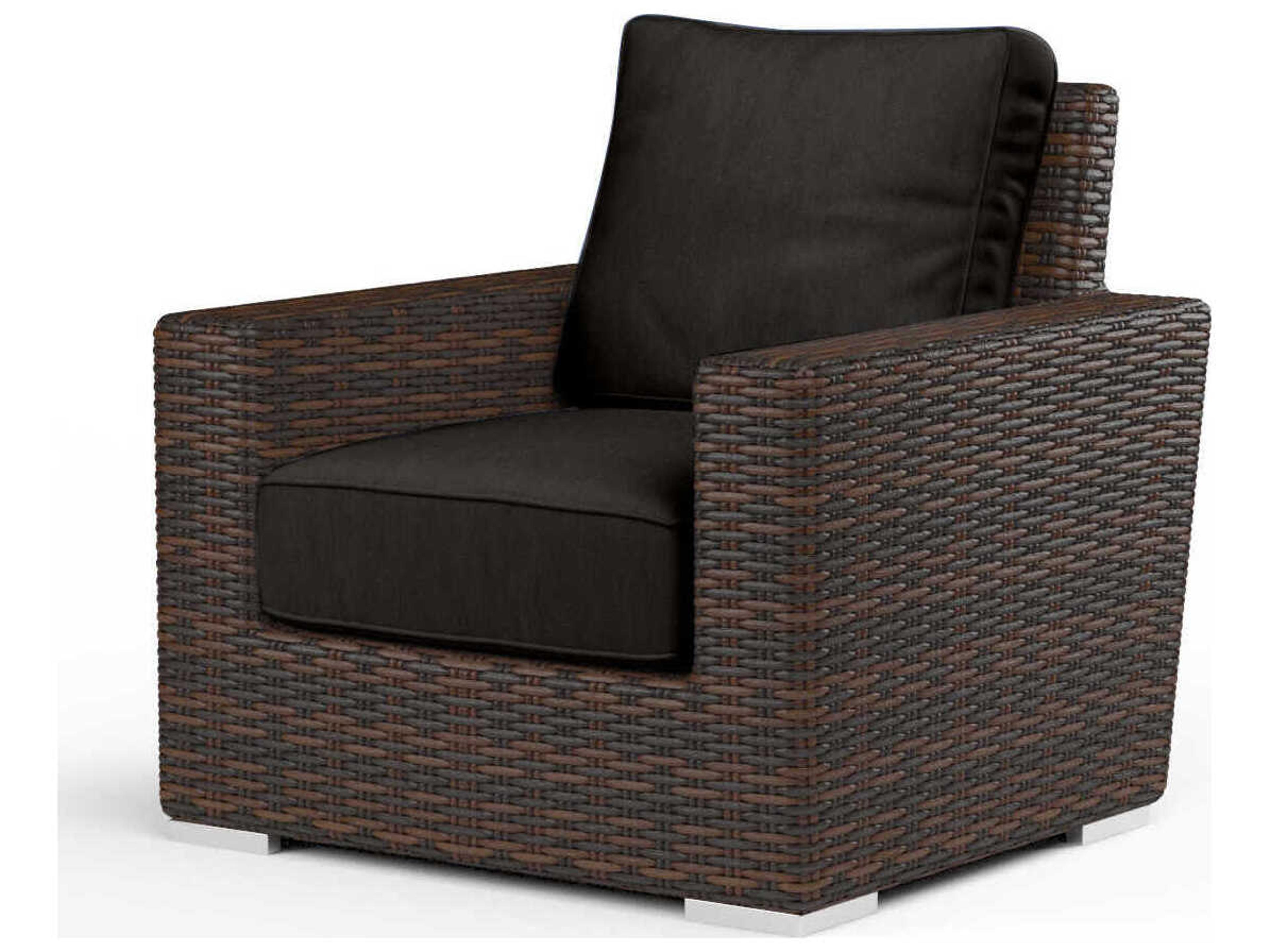 Sunset West Montecito Cognac Wicker Cushion Lounge Chair