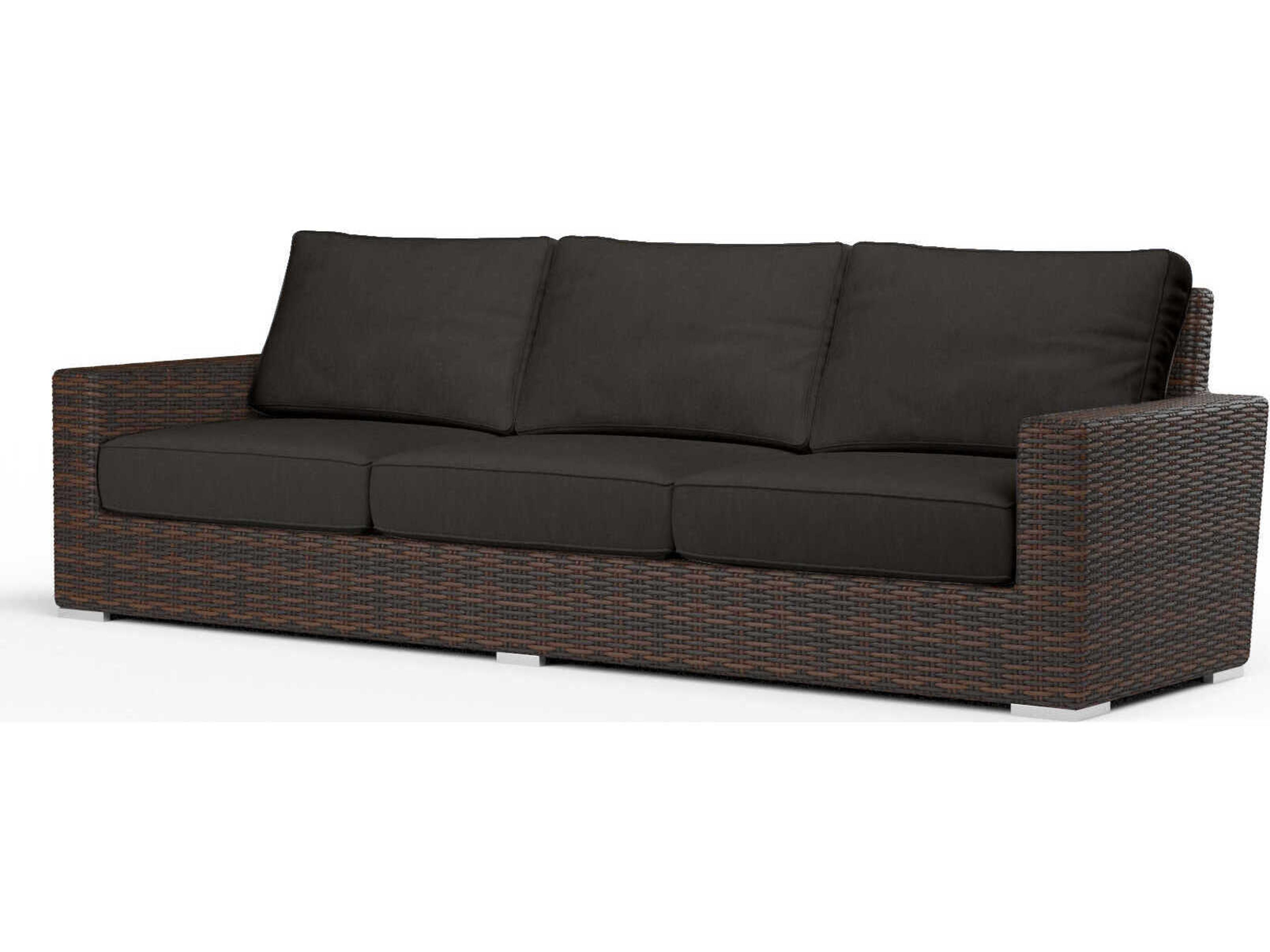 Sunset West Montecito Cognac Wicker Cushion Sofa