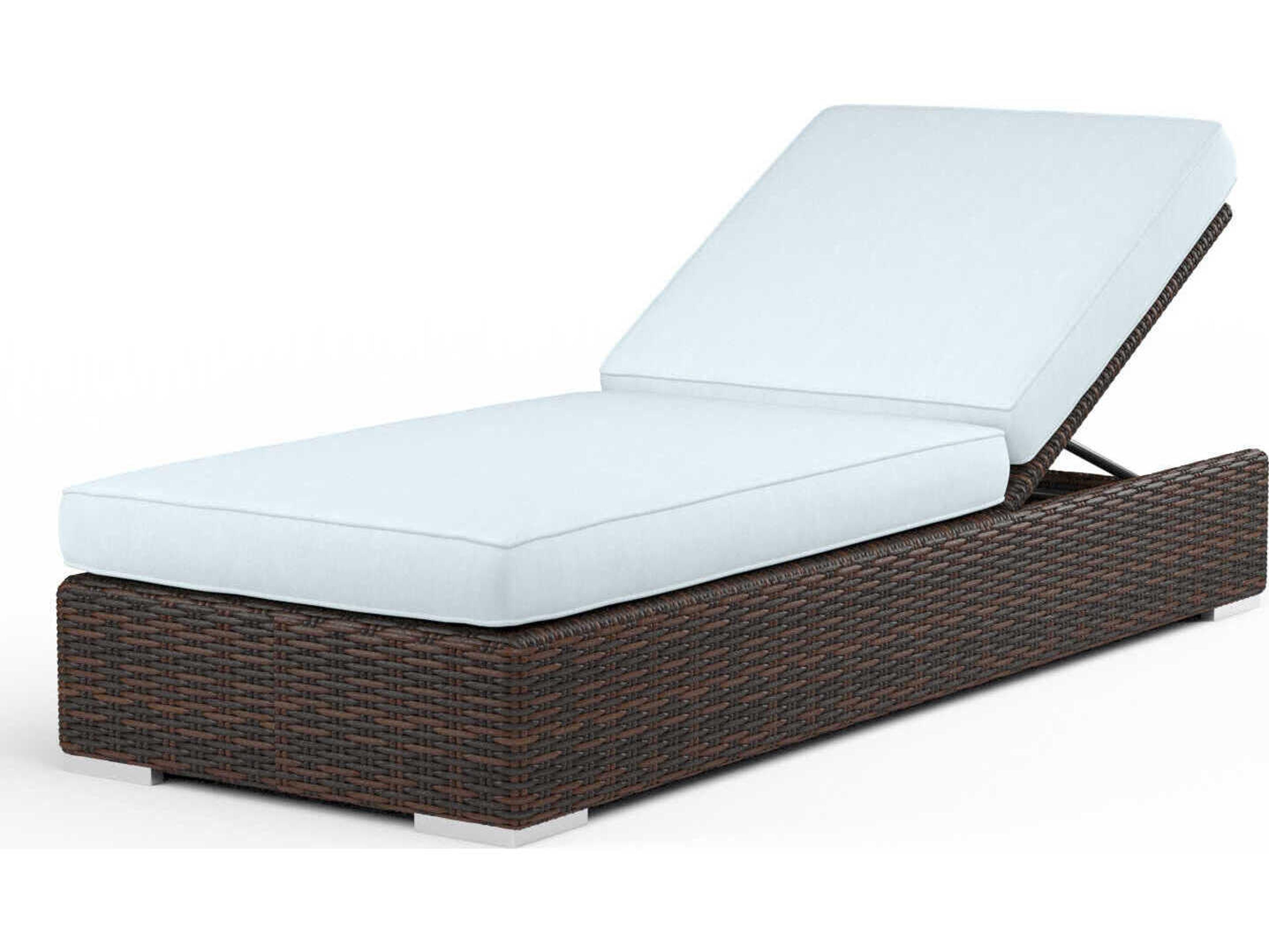 Sunset West Montecito Cognac Wicker Cushion Chaise Lounge