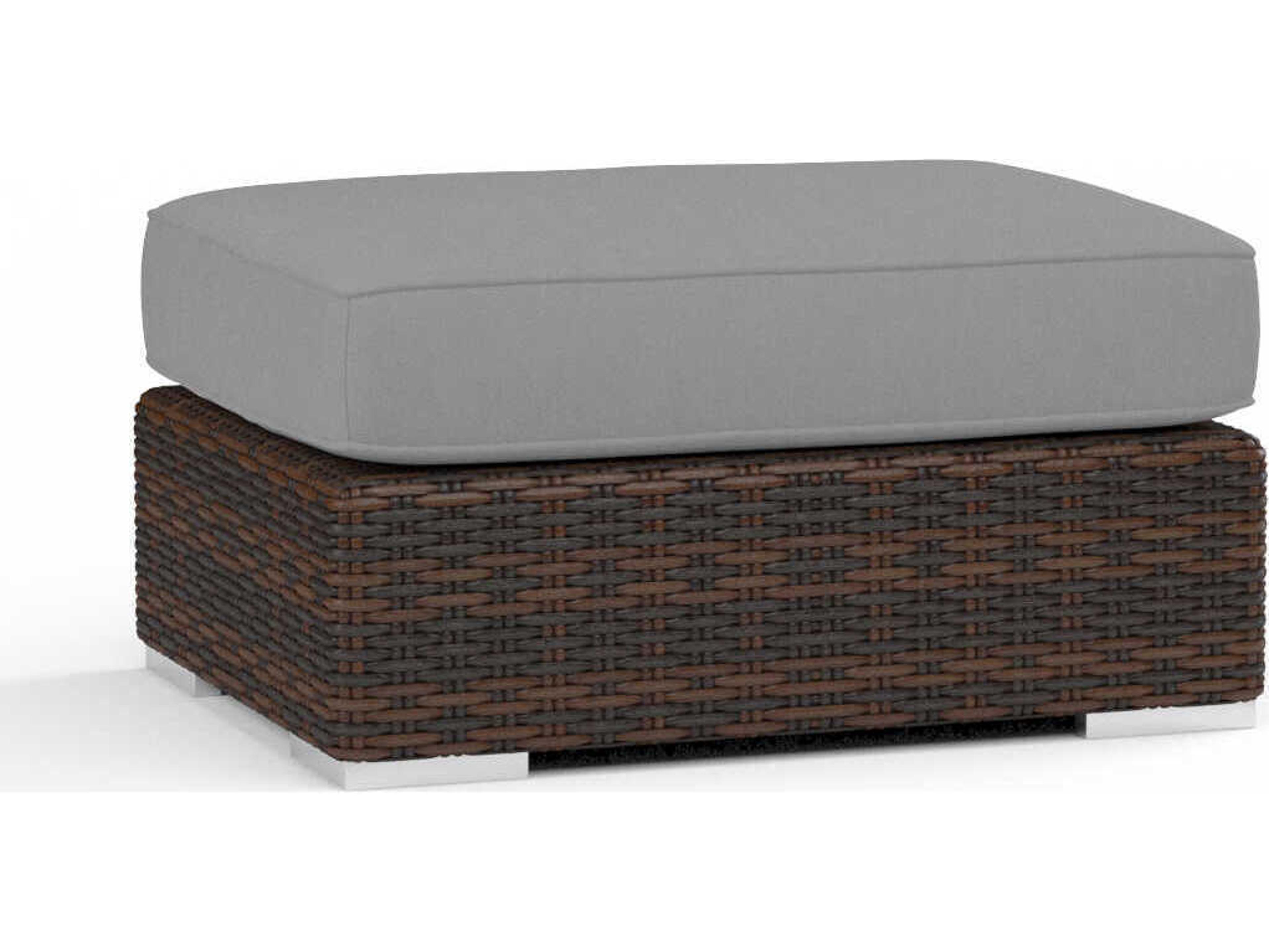 Sunset West Montecito Cognac Wicker Cushion Ottoman