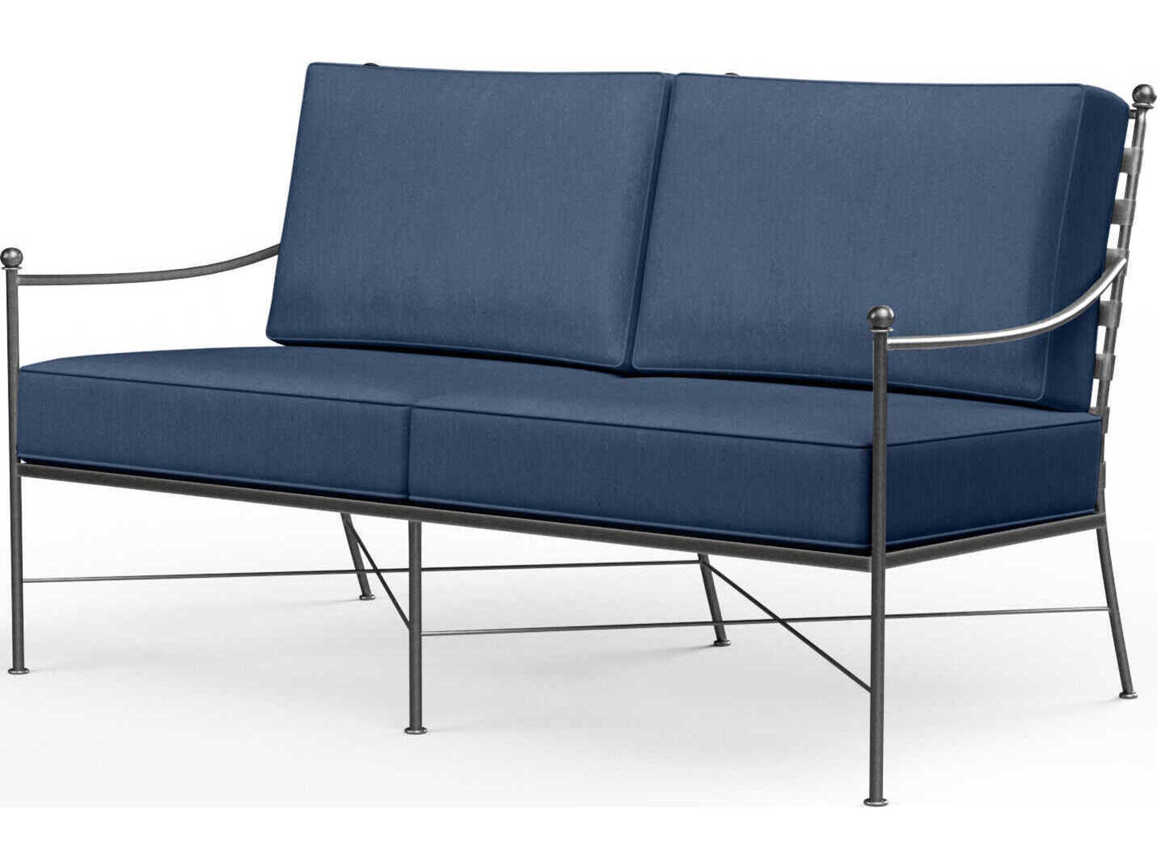 Sunset West Provence Pewter Wrought Iron Cushion Loveseat