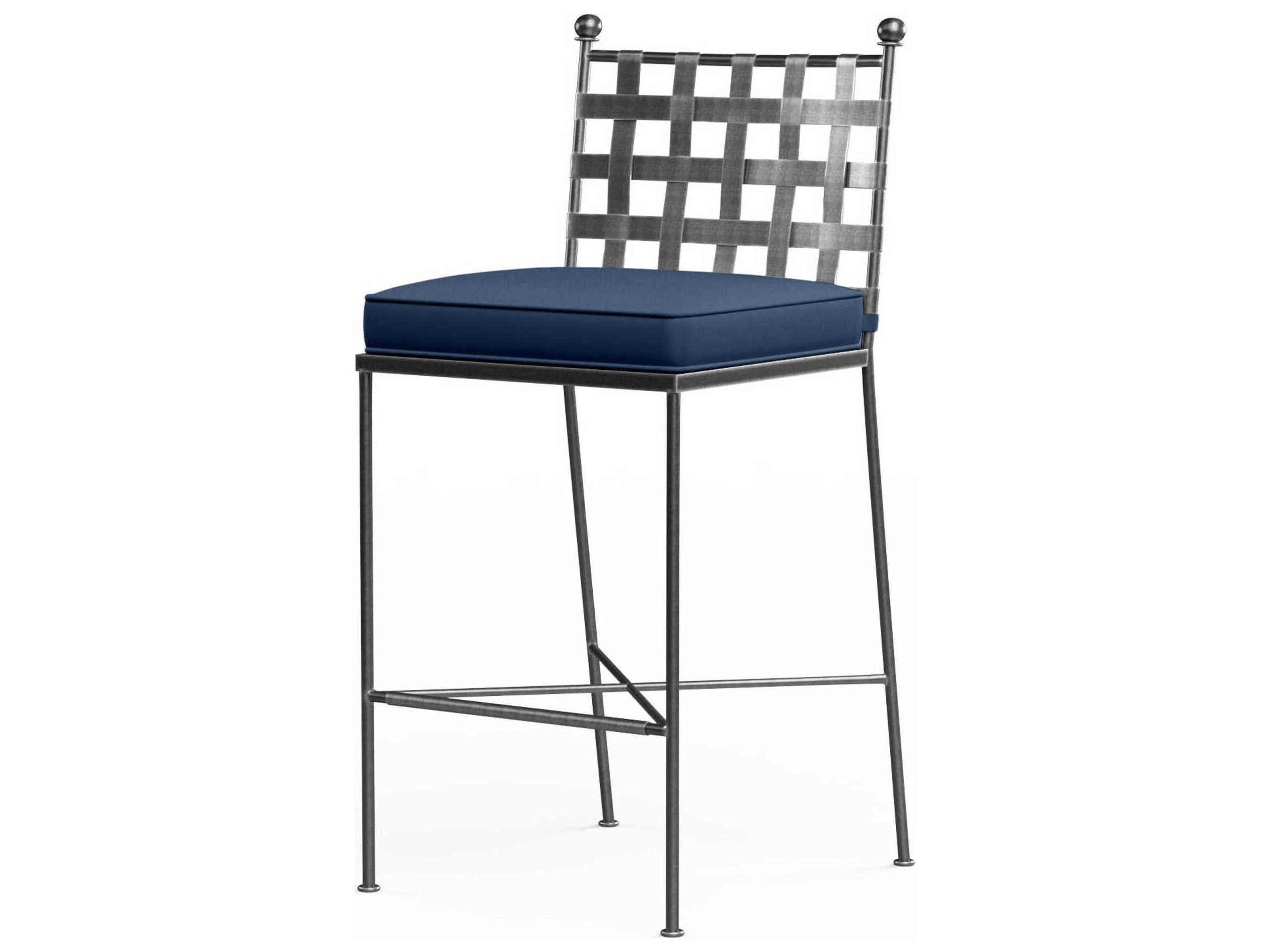 Sunset West Provence Pewter Wrought Iron Cushion Bar Stool