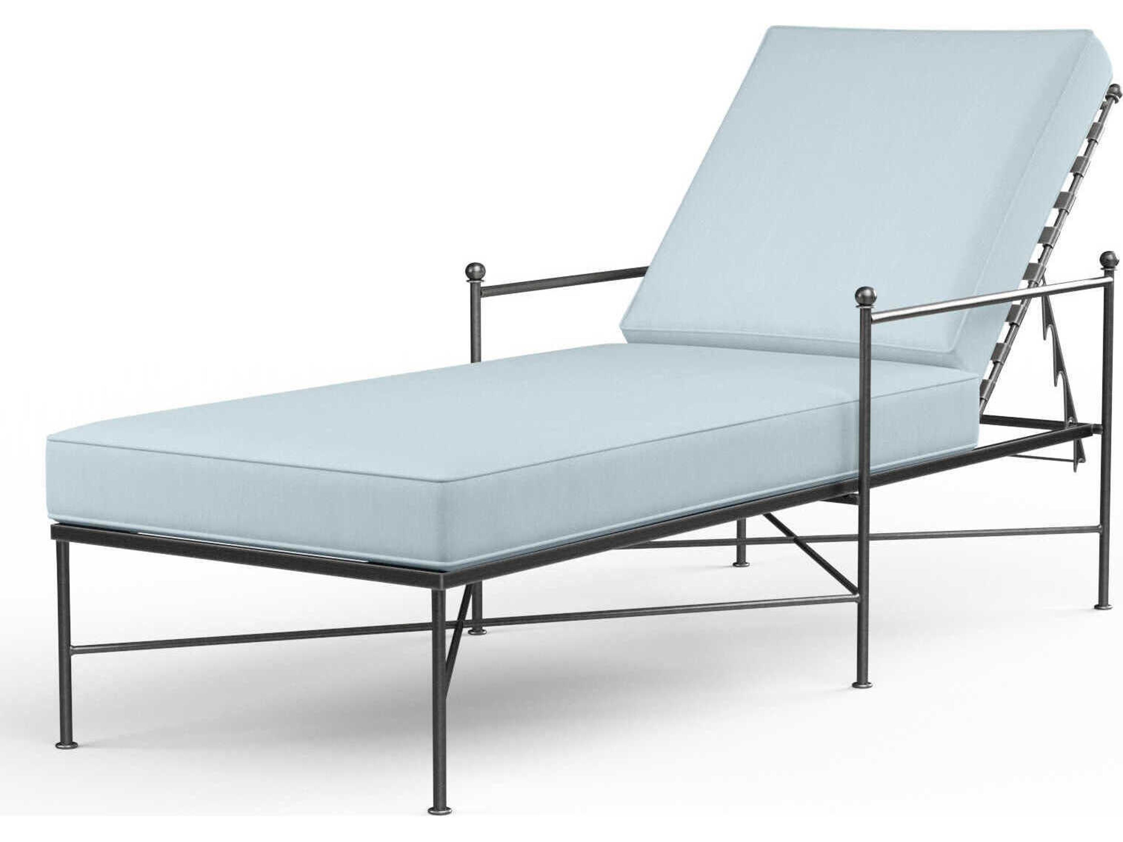 Sunset West Provence Pewter Wrought Iron Cushion Chaise Lounge