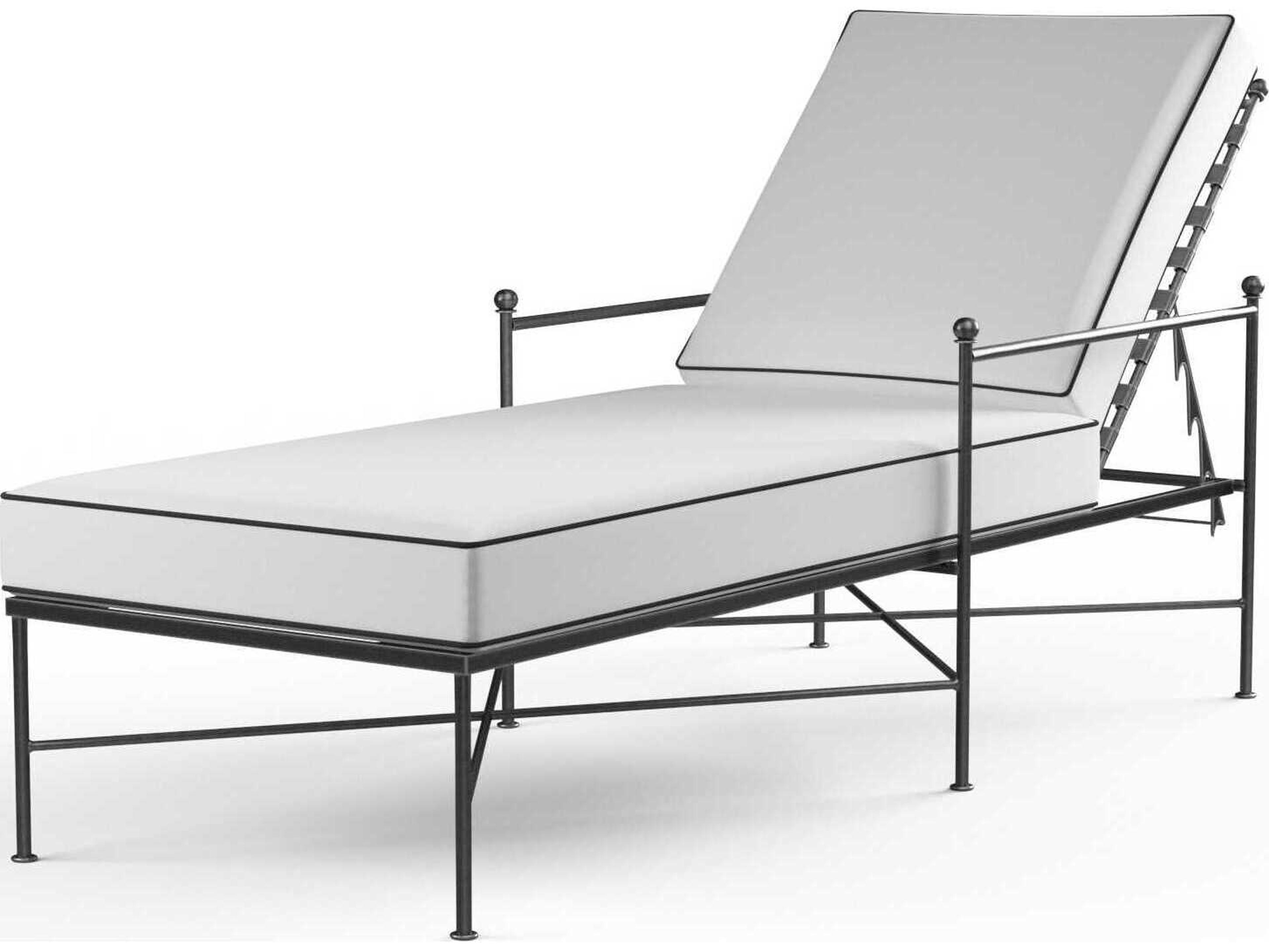 Provence Pewter Wrought Iron Cushion Chaise Lounge