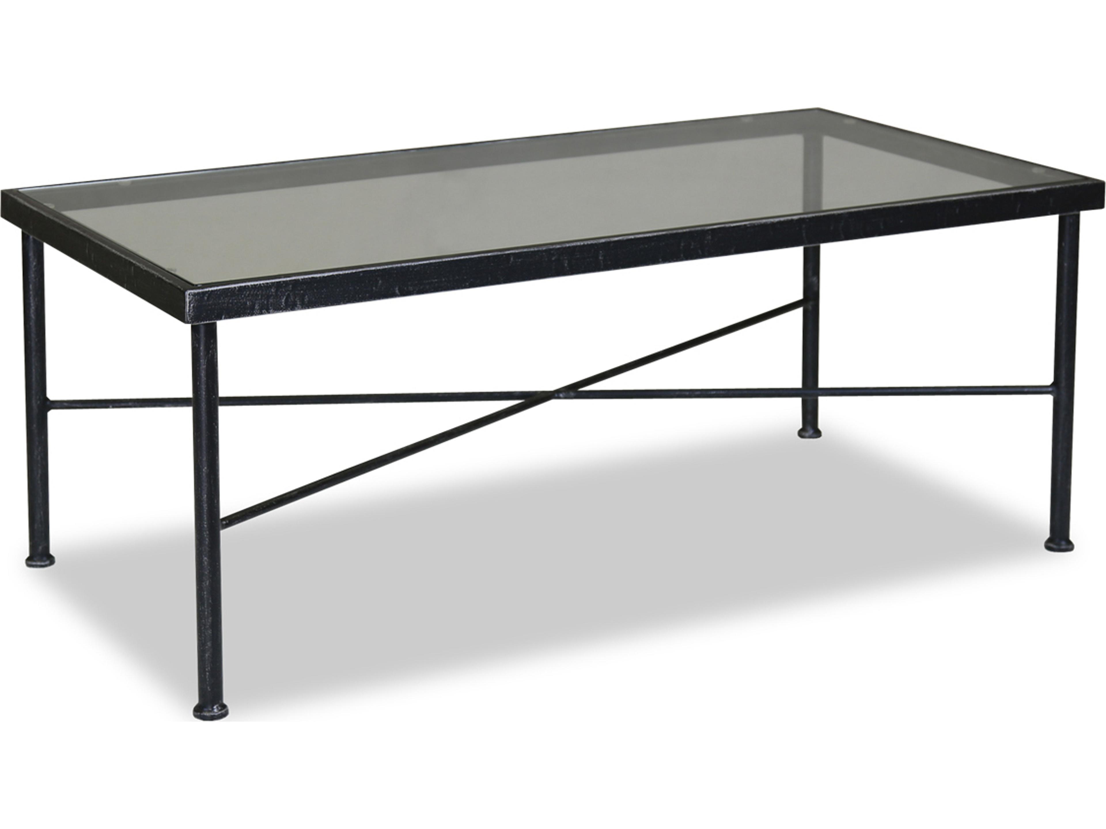 Sunset West Provence Wrought Iron Rectangular Glass Top Patio Coffee Table