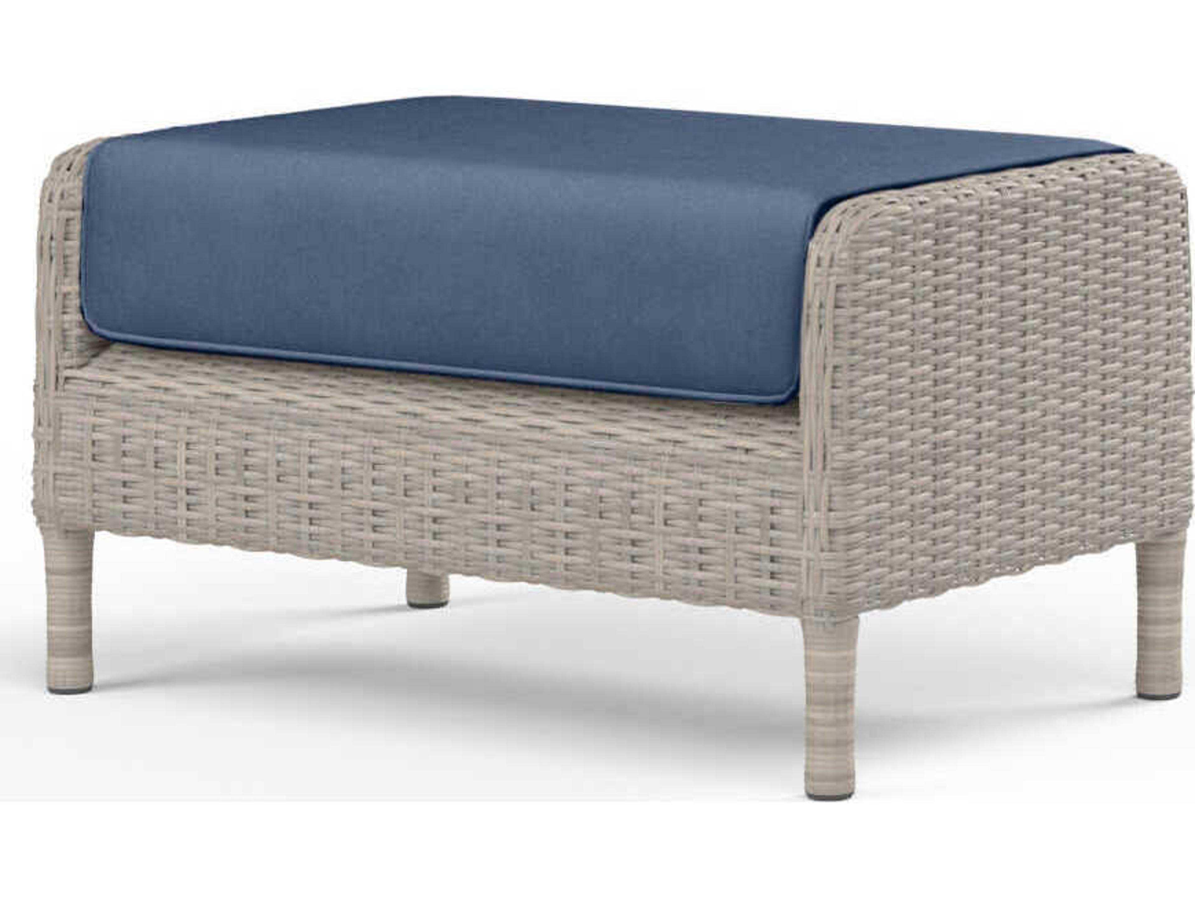 Sunset West Manhattan Gray Wicker Cushion Ottoman