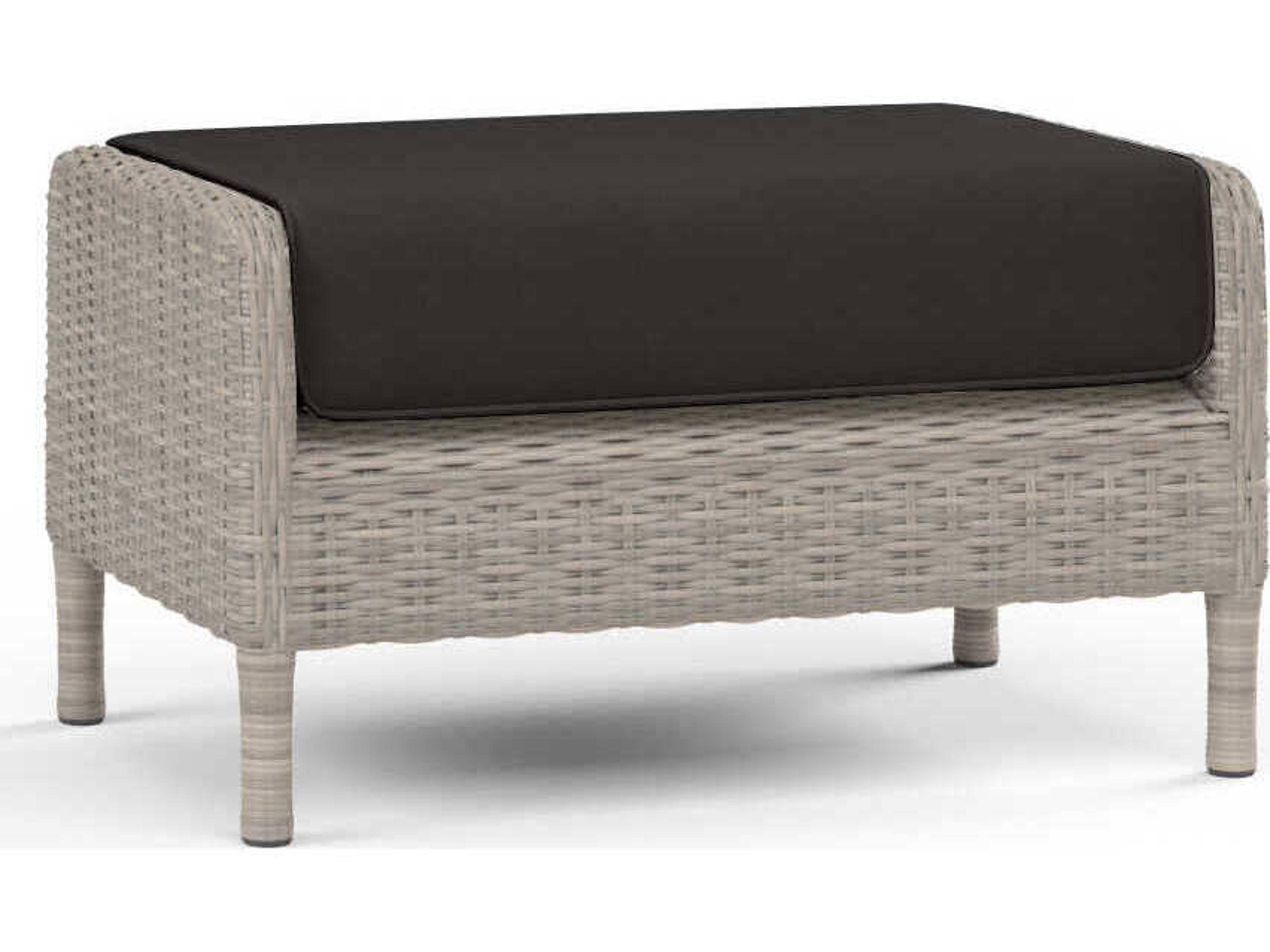 Sunset West Manhattan Gray Wicker Cushion Ottoman