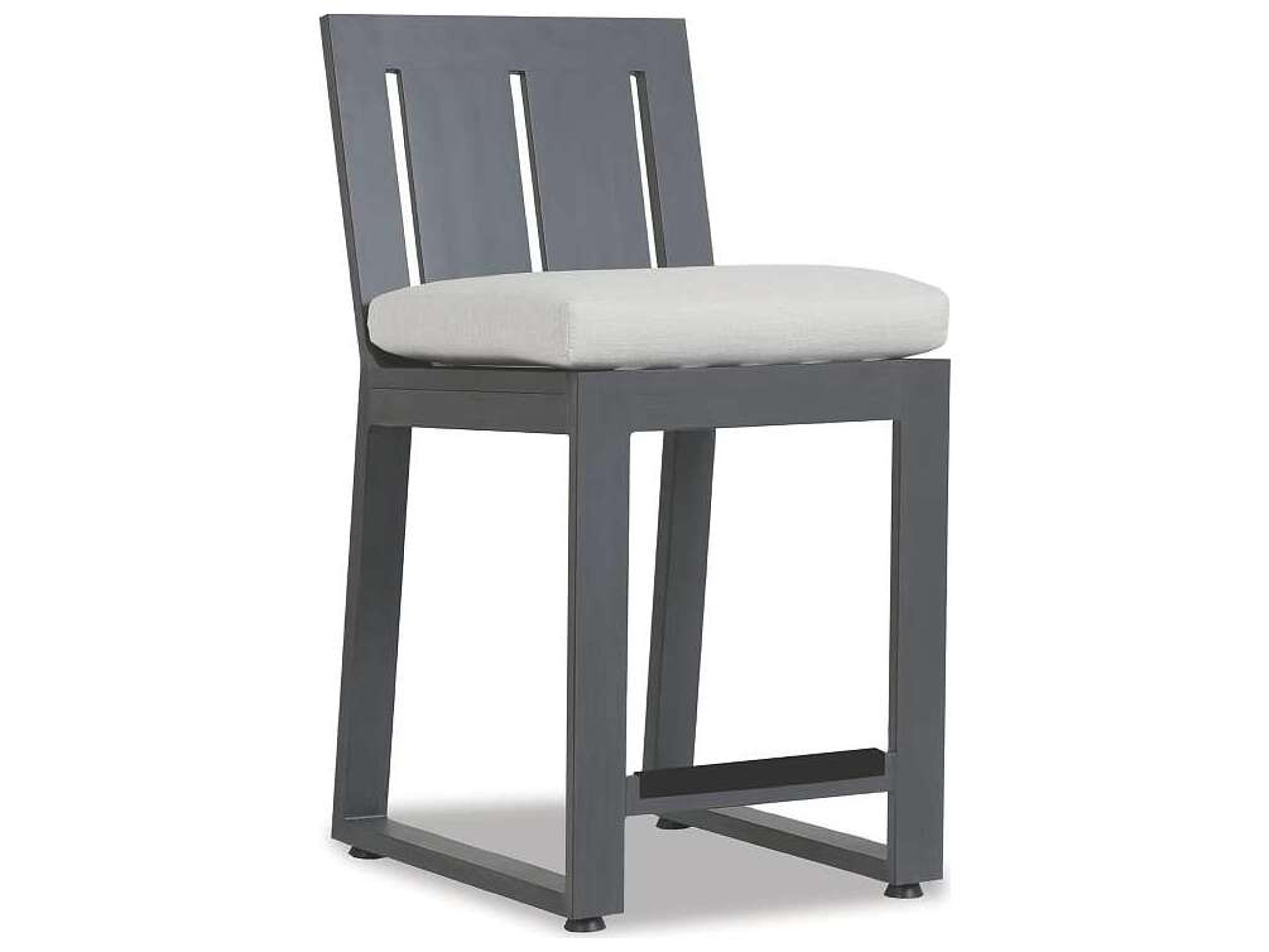 Sunset West Redondo Aluminum Outdoor Bar Stool in Cast Silver