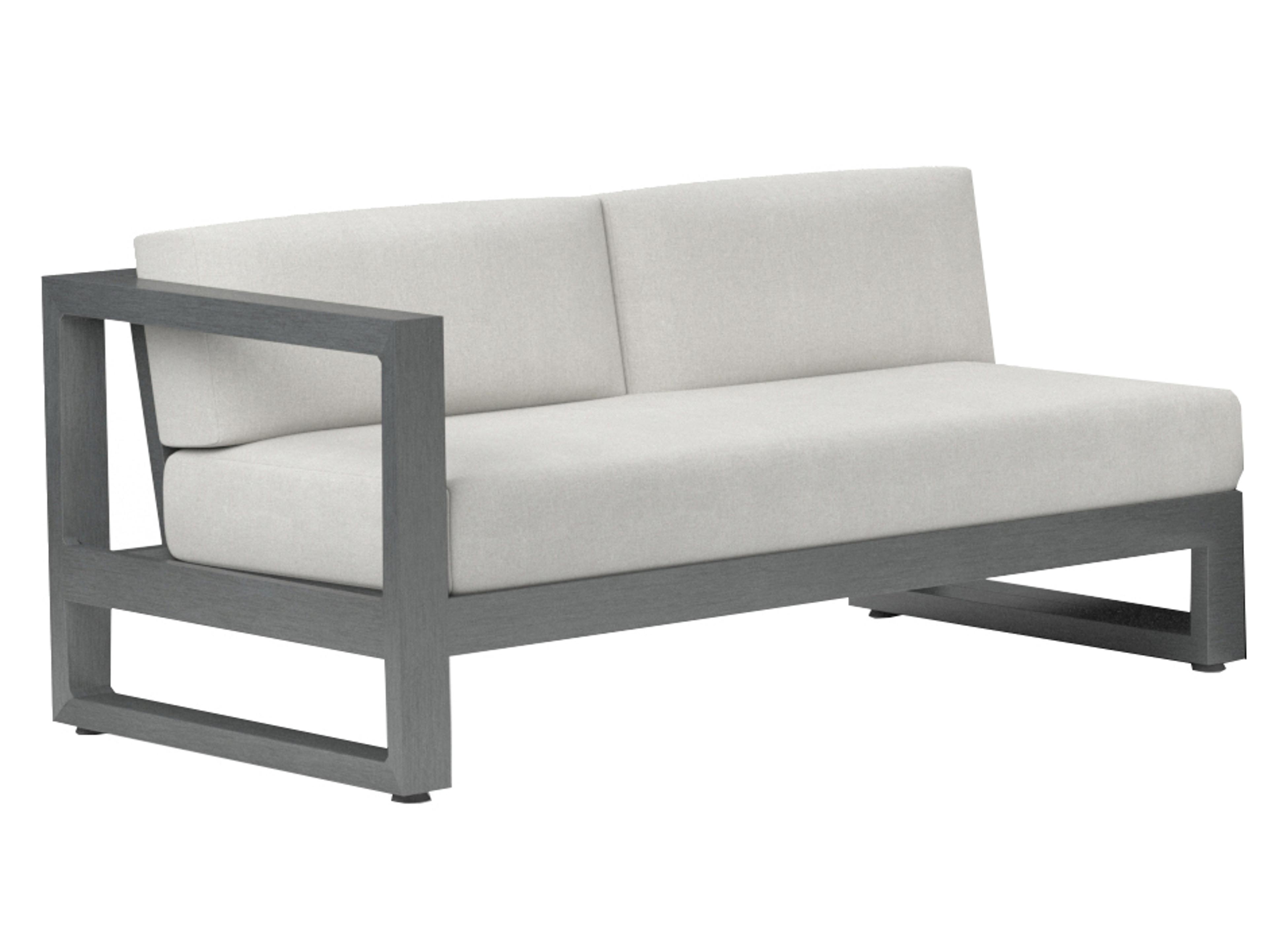 Sunset West Redondo Aluminum Brushed Slate Left Arm Outdoor Patio Loveseat in Cast Silver