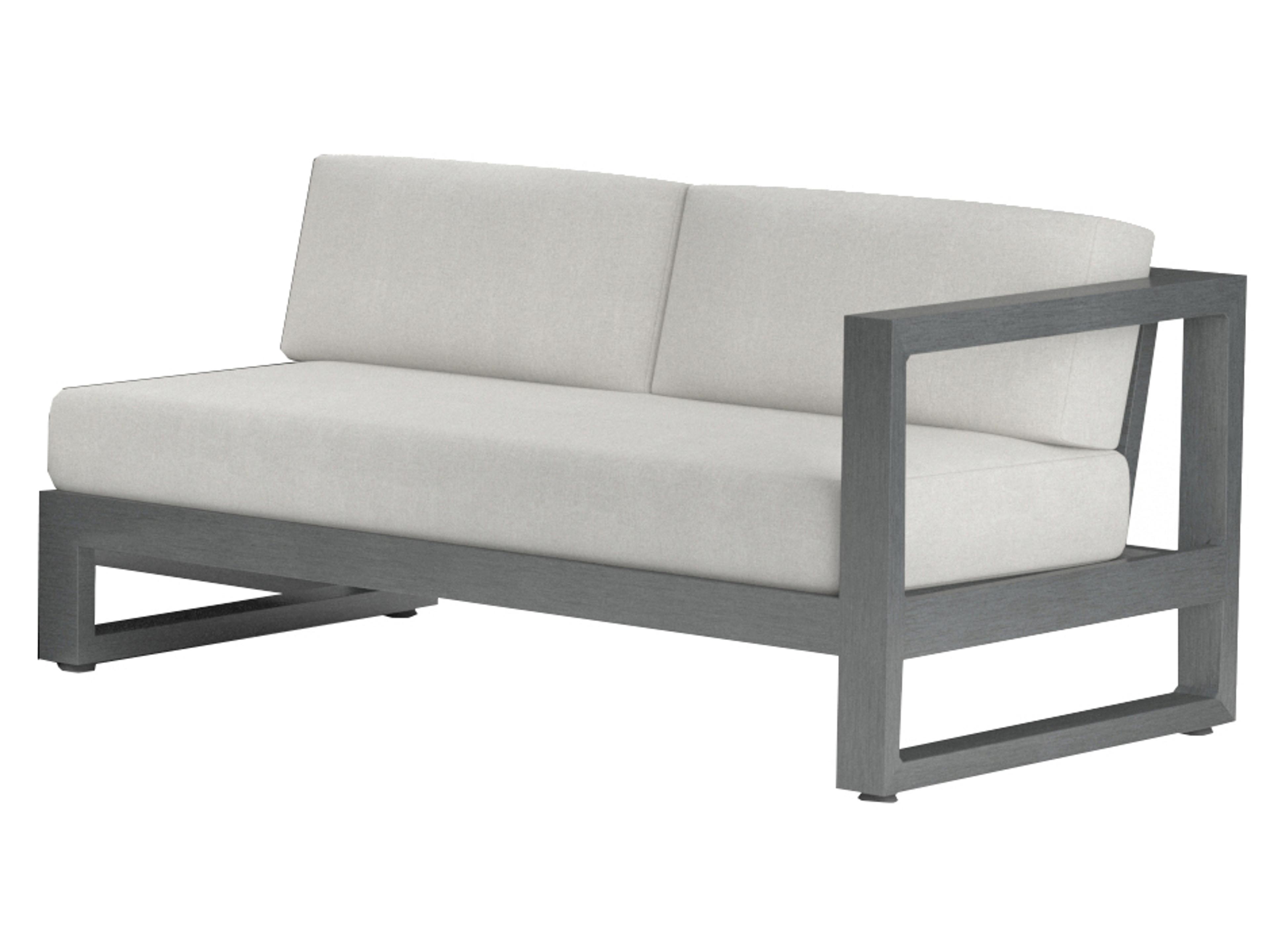 Sunset West Redondo Aluminum Brushed Slate Right Arm Outdoor Loveseat in Cast Silver