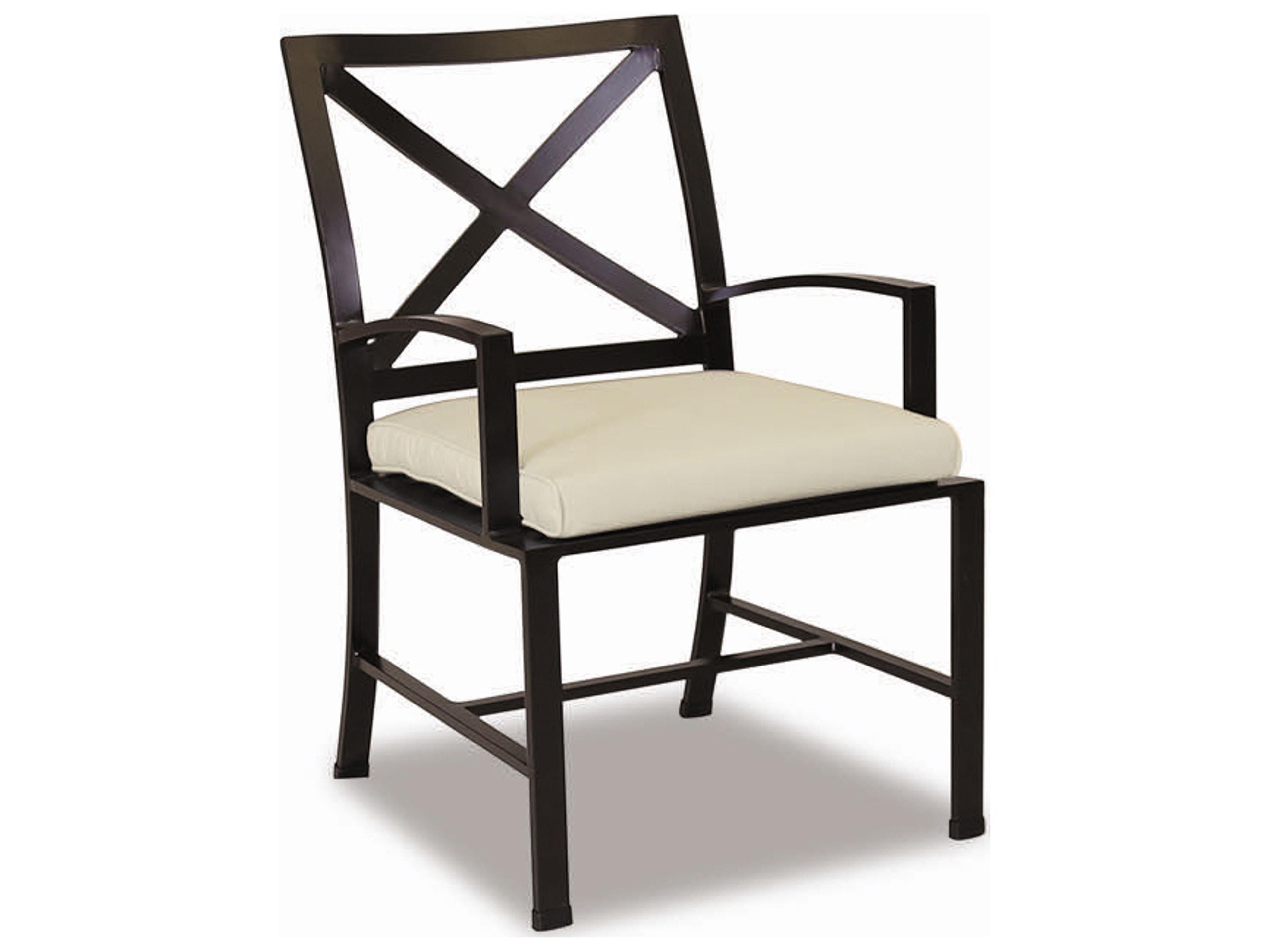 Sunset West La Jolla Aluminum Espresso Outdoor Patio Dining Chair in Canvas Flax with Self Welt