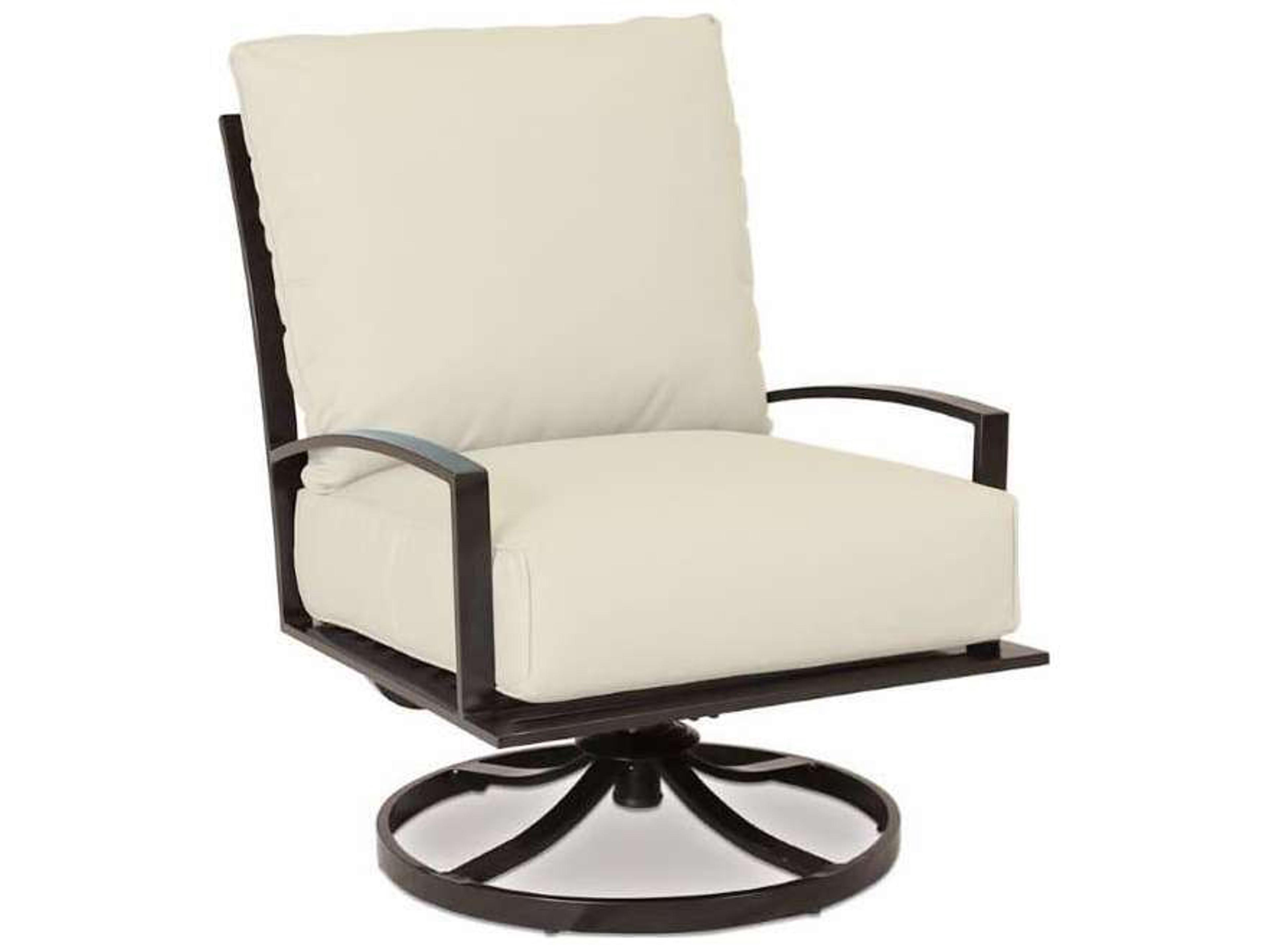 Sunset West La Jolla Aluminum Espresso Swivel Outdoor Patio Lounge Chair in Canvas Flax with self welt