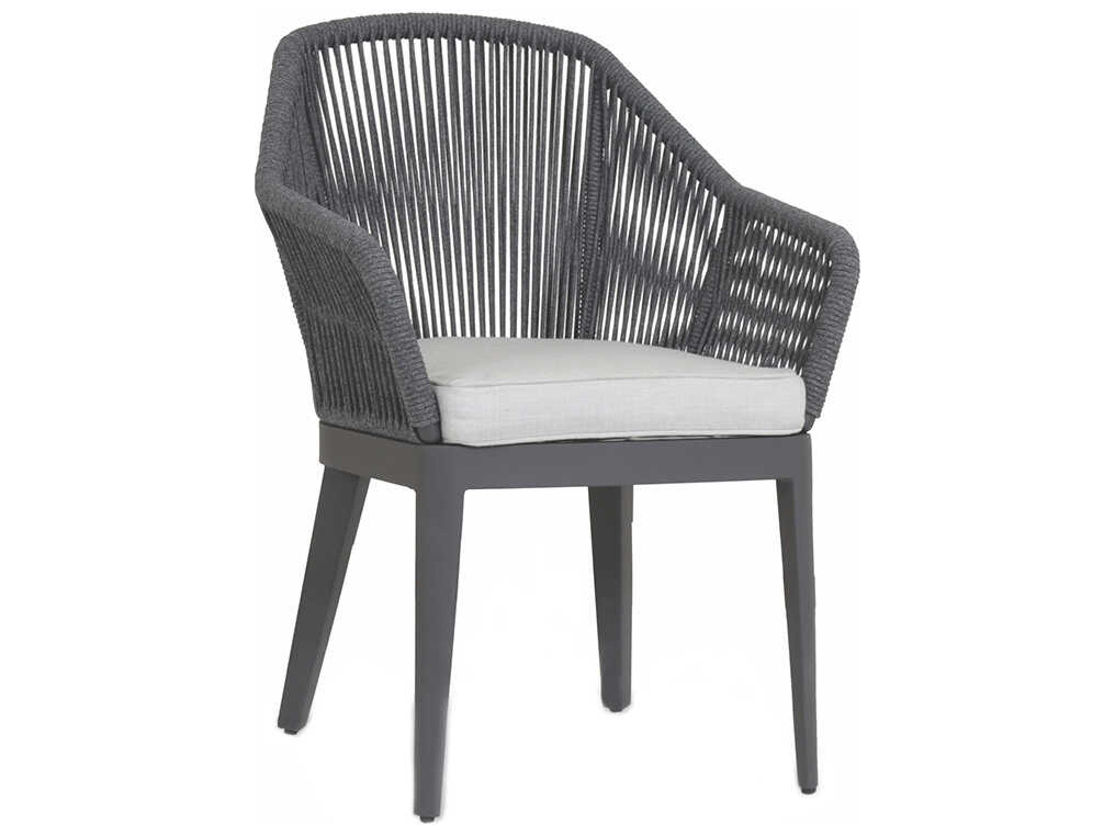 Sunset West Milano Charcoal Rope Cushion Outdoor Patio Dining Chair