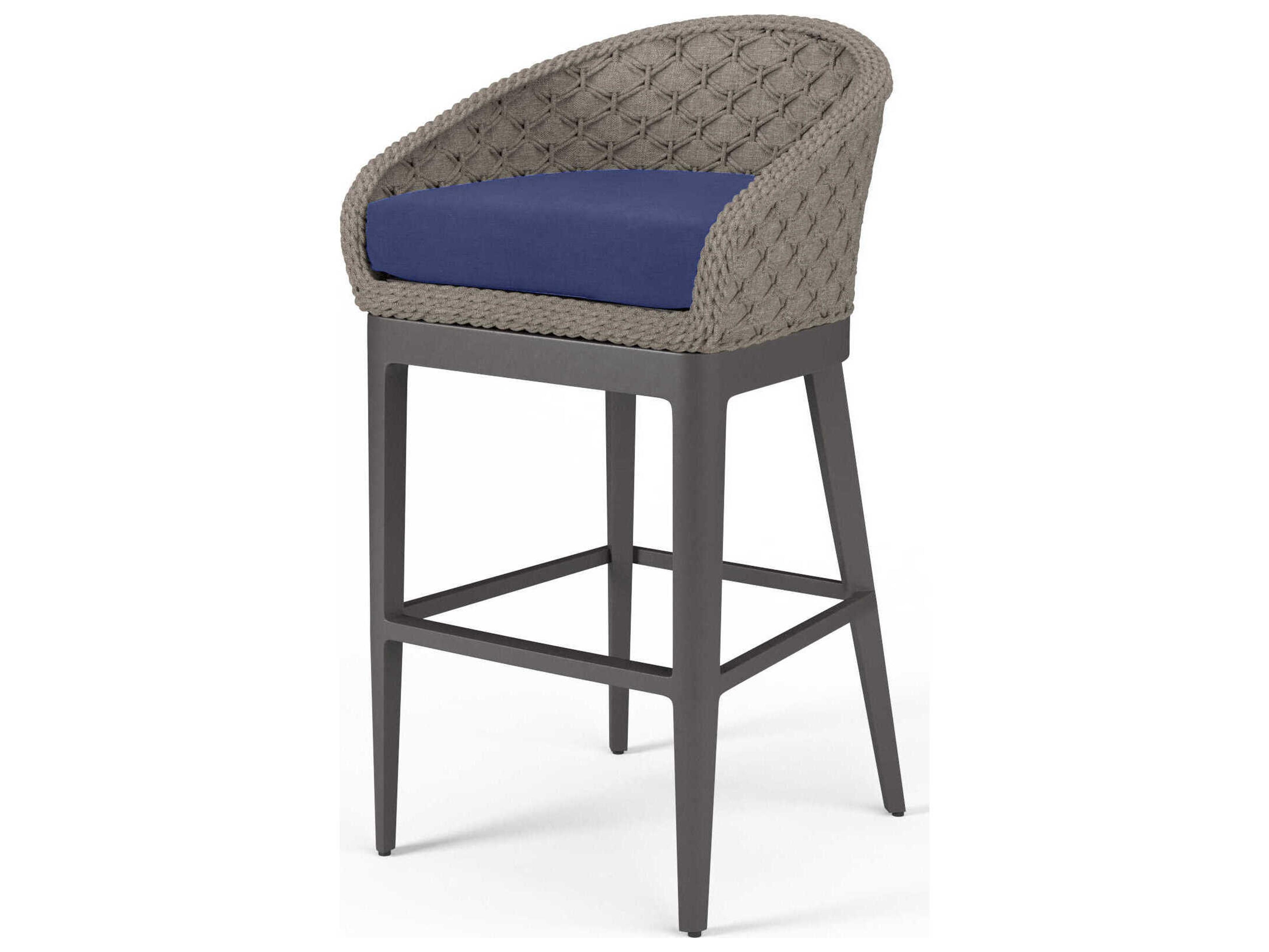Sunset West Marbella Graphite Rope Cushion Bar Stool