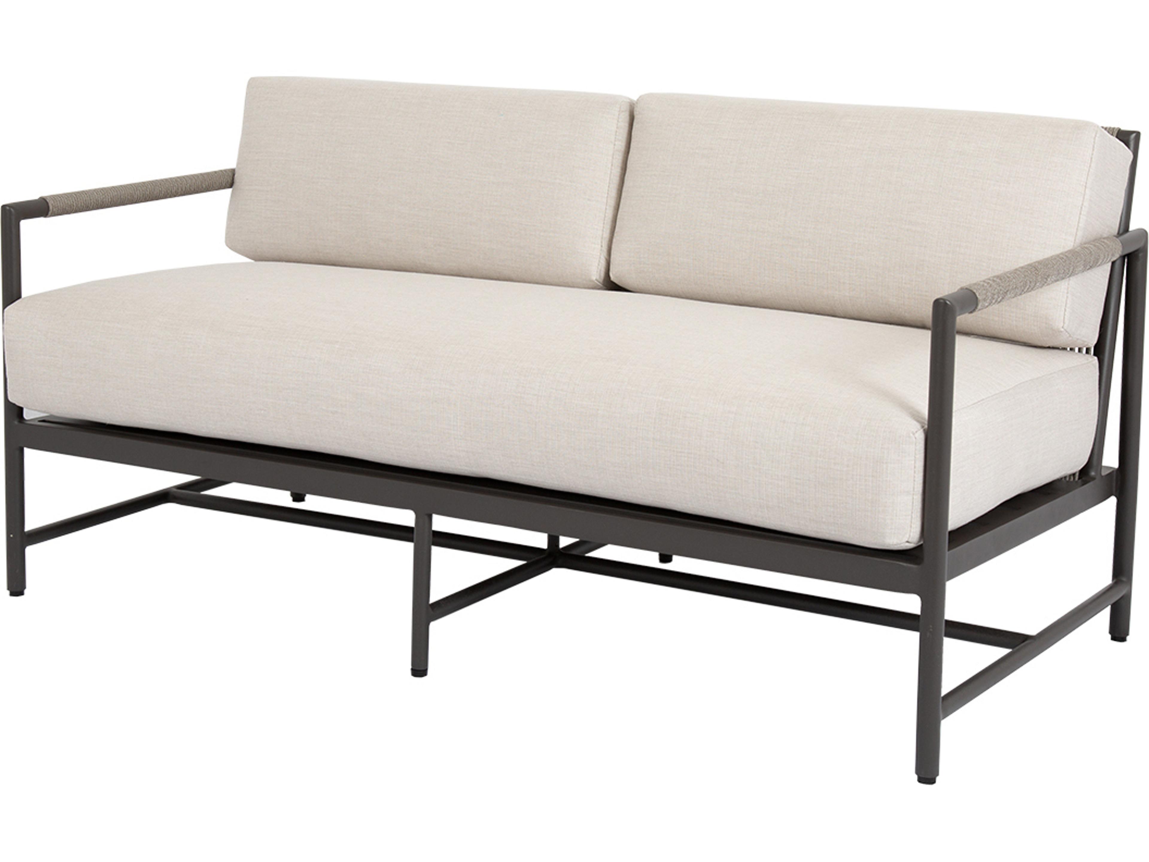 Sunset West Pietra Aluminum Outdoor Patio Loveseat in Echo Ash