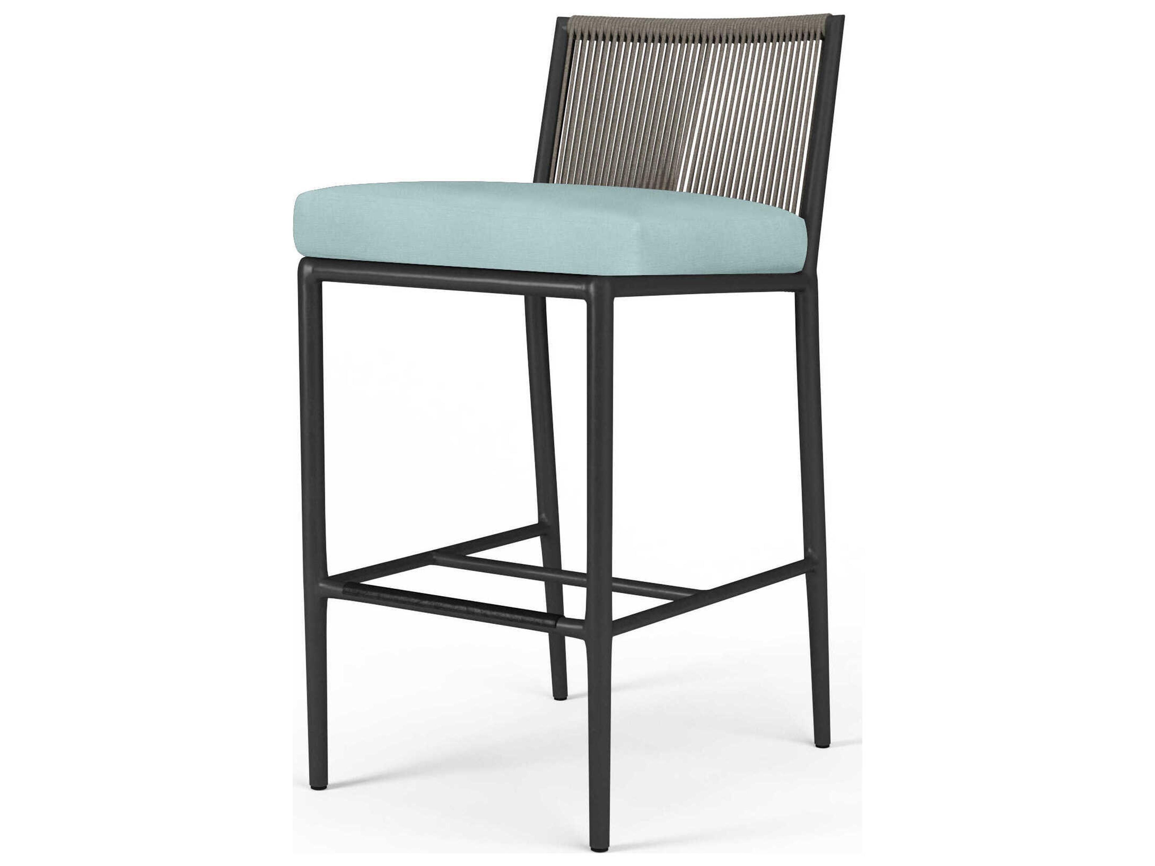 Sunset West Pietra Graphite Aluminum Cushion Counter Stool