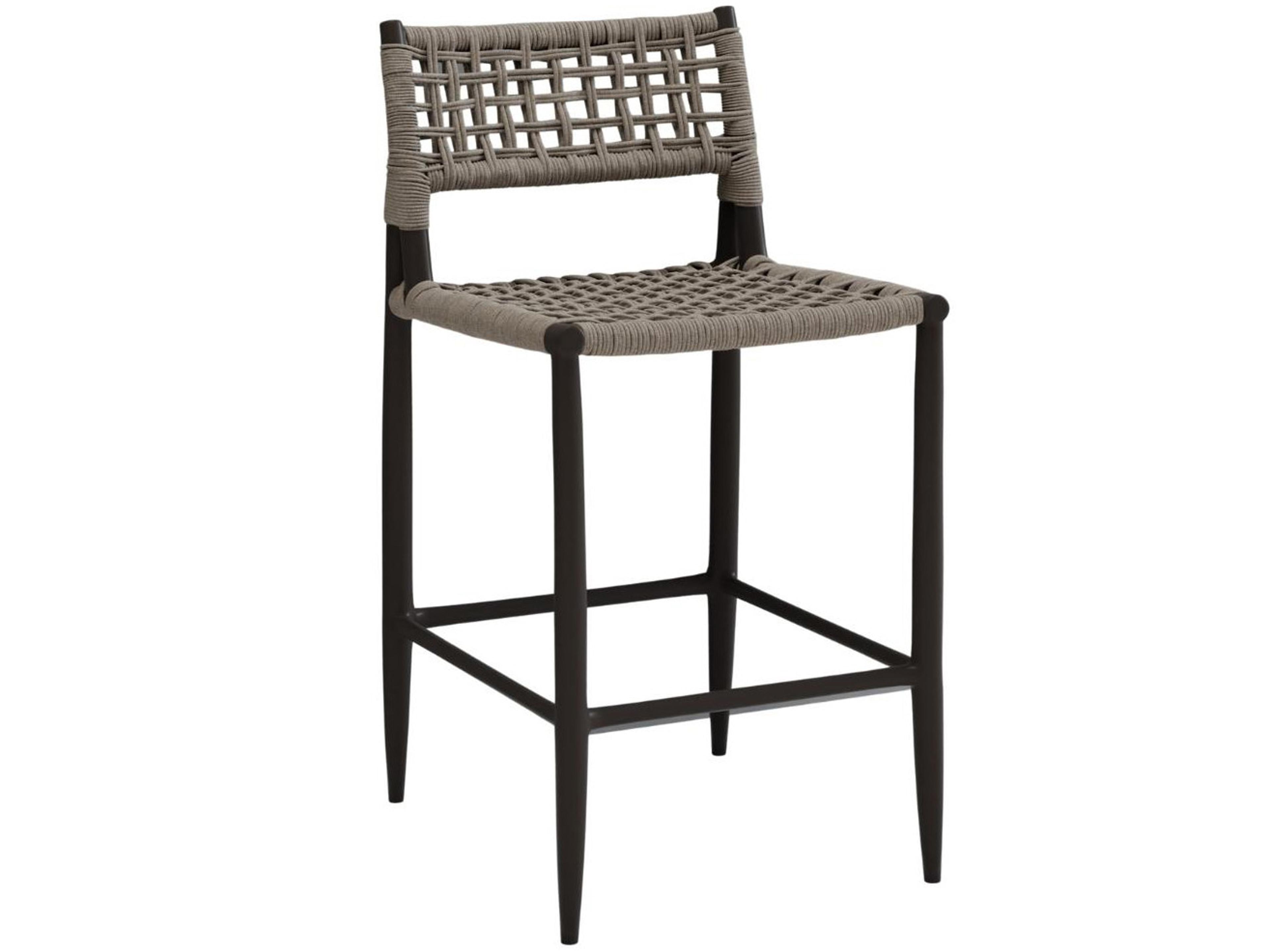 Grigio Rope Aluminum Graphite Patio Bar Stool in Stone