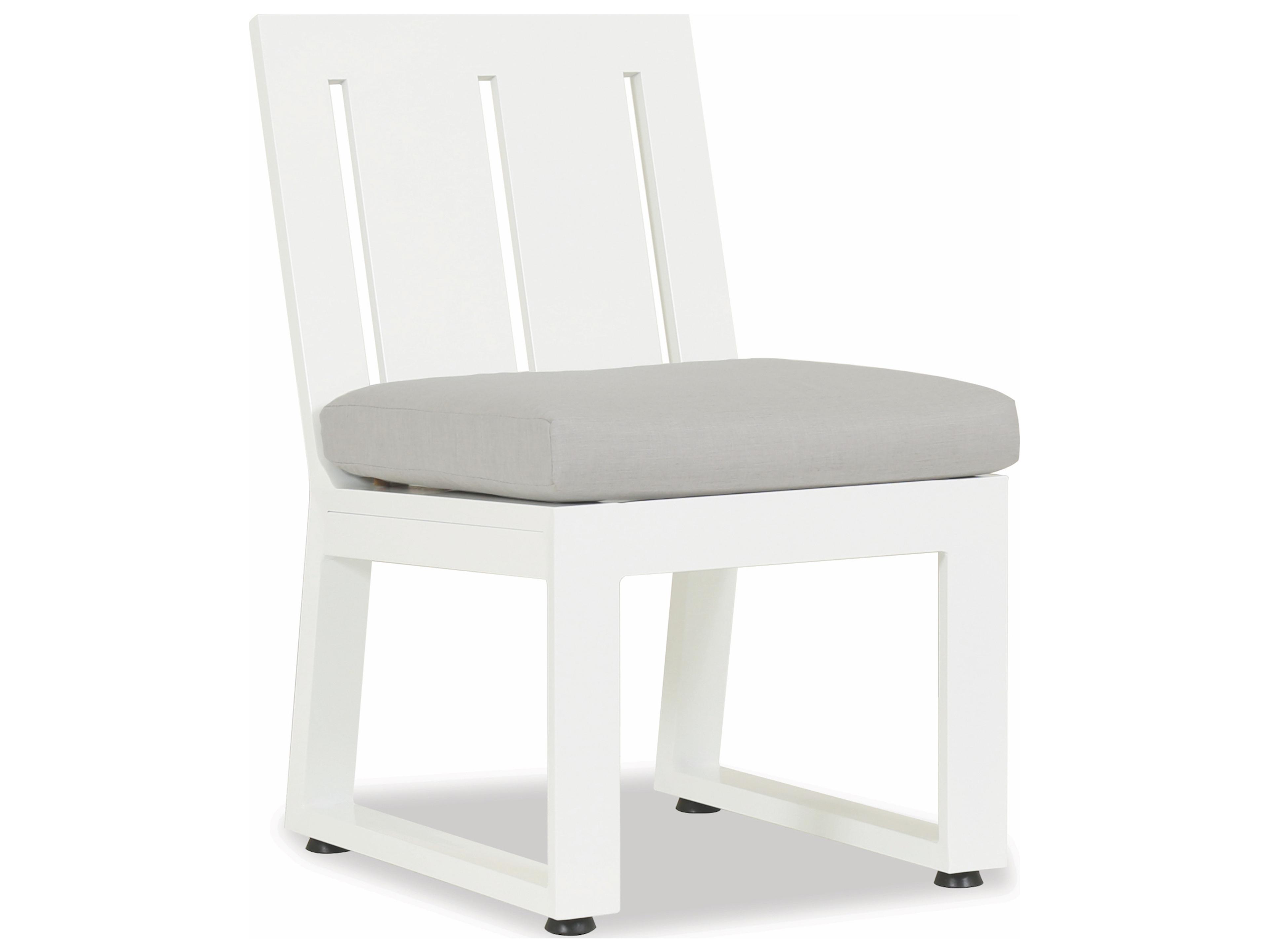 Sunset West Newport Frosted White Aluminum Patio Dining Side Chair in Cast Silver