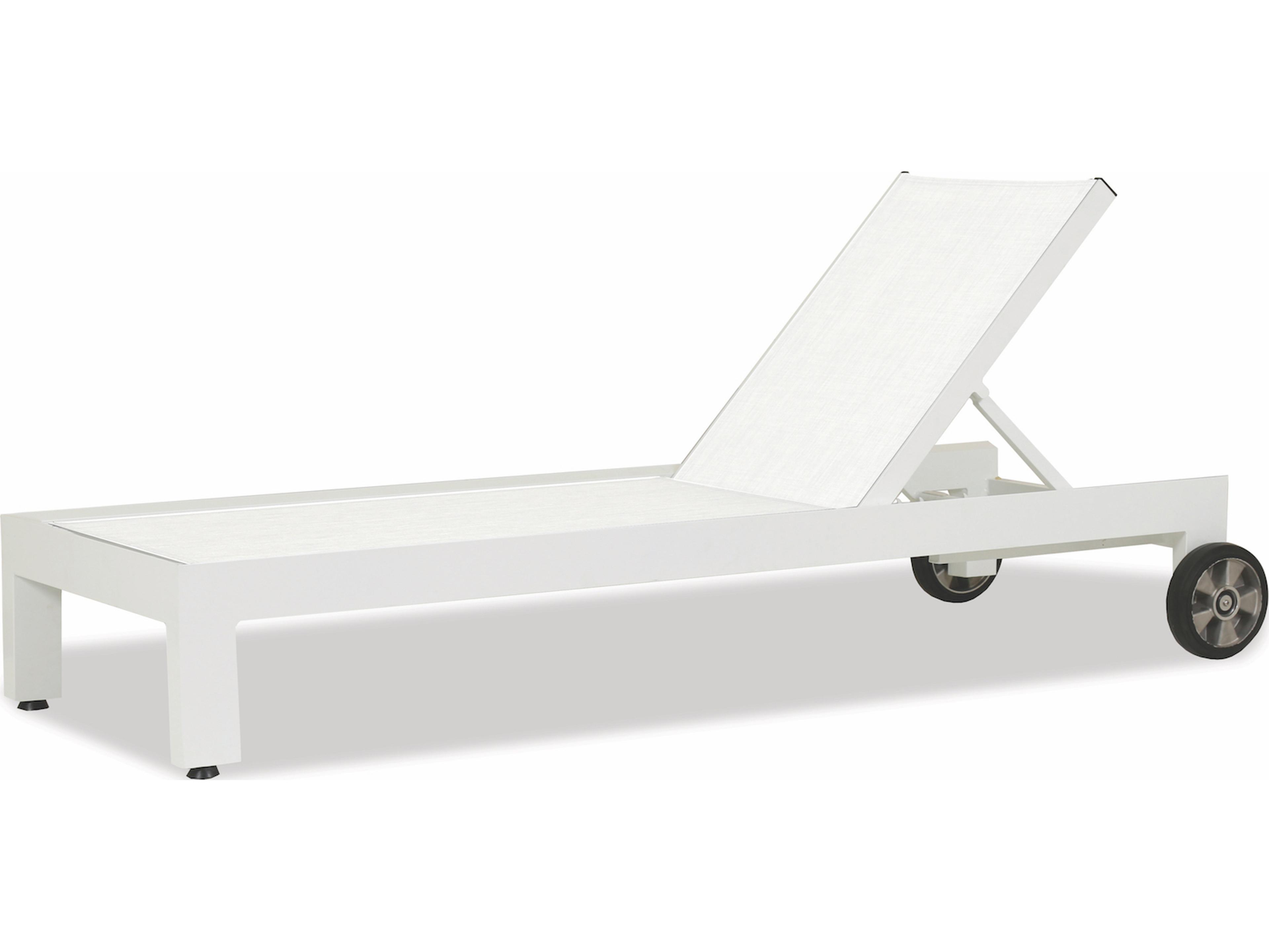 Sunset West Newport Frosted White Aluminum Sling Adjustable Outdoor Chaise Lounge in White