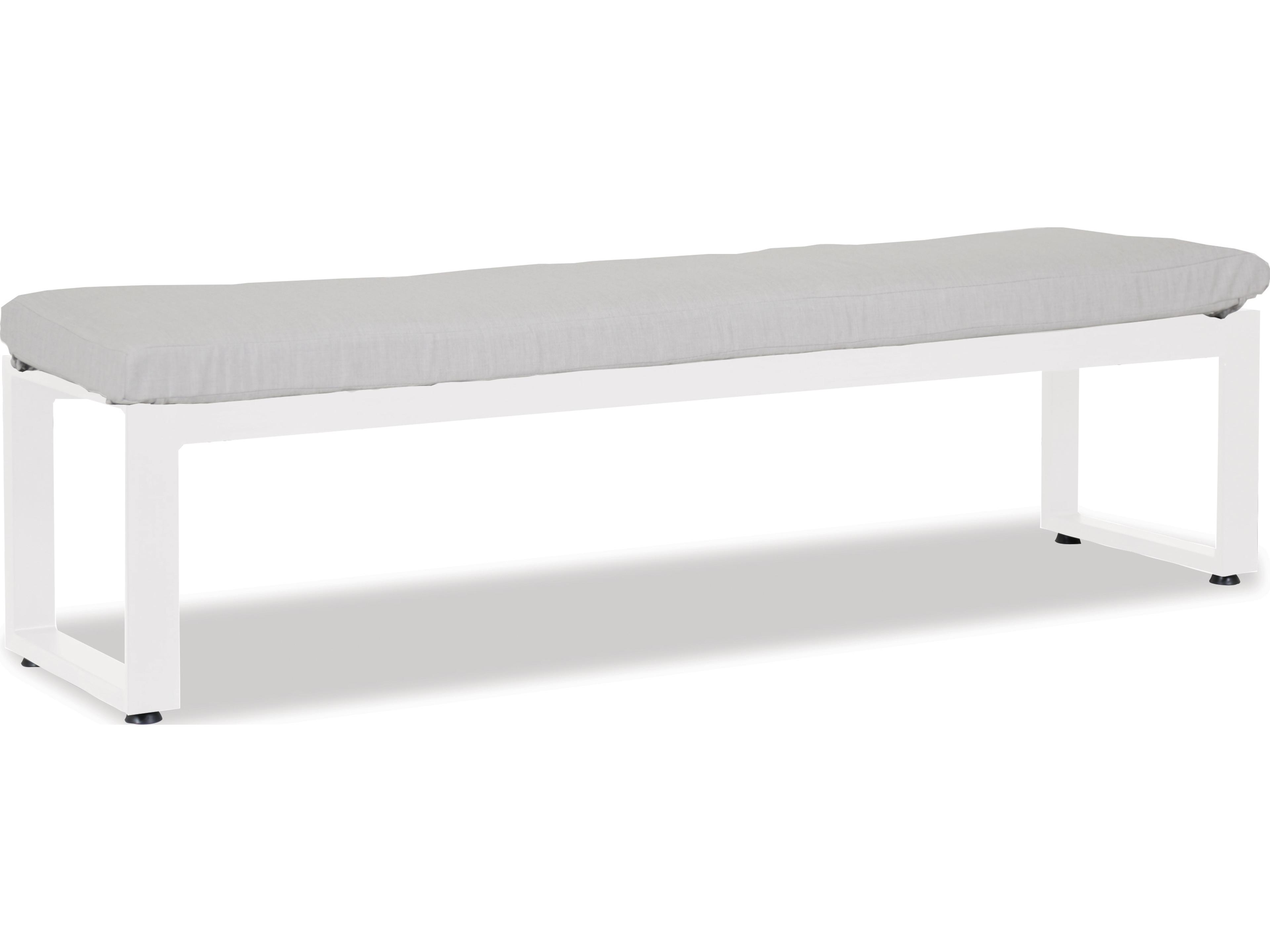 Sunset West Newport Frosted White Aluminum Cushion Outdoor Patio Bench in Cast Silver