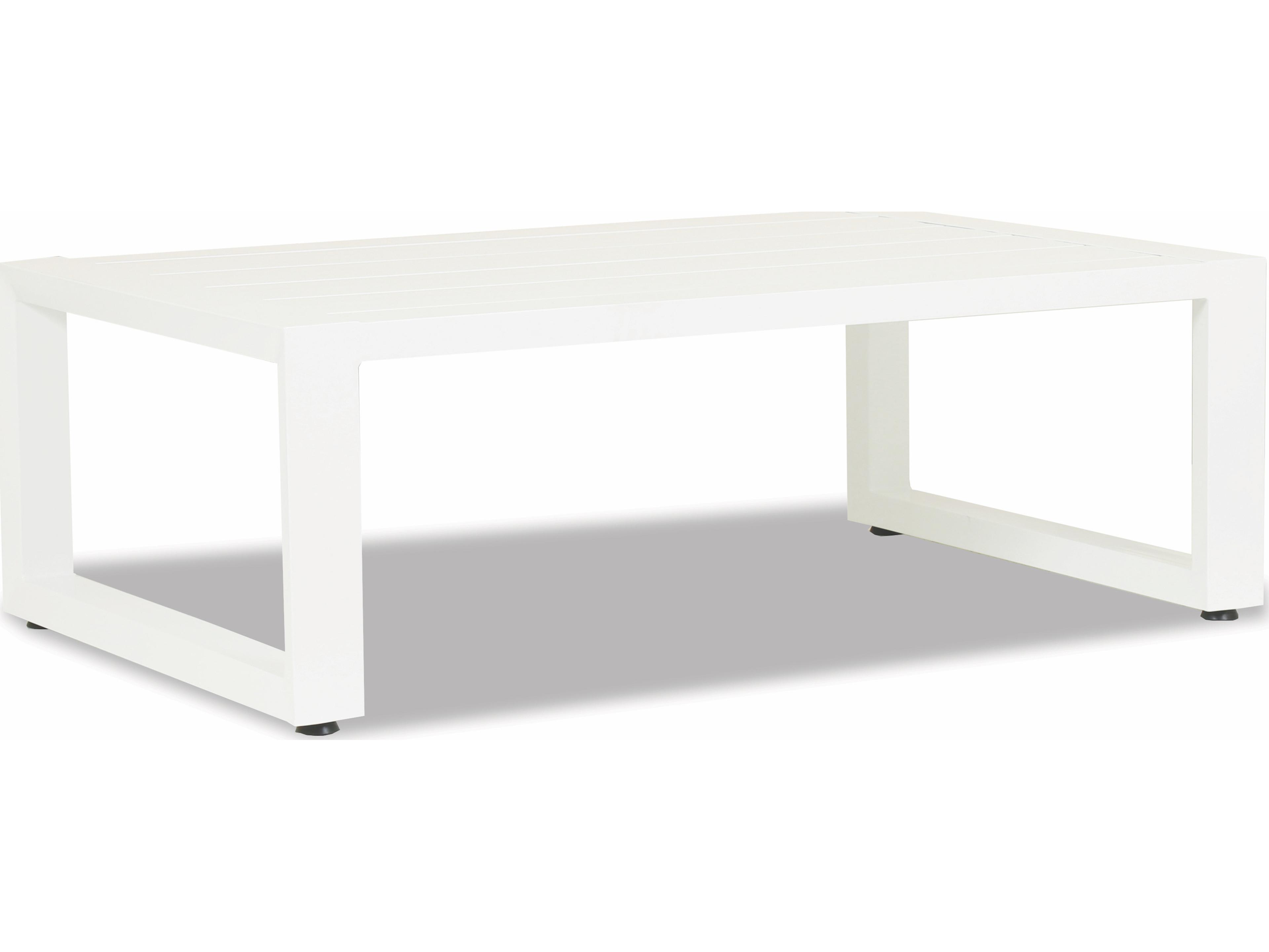 Sunset West Newport Frosted White Aluminum Rectangular Patio Coffee Table