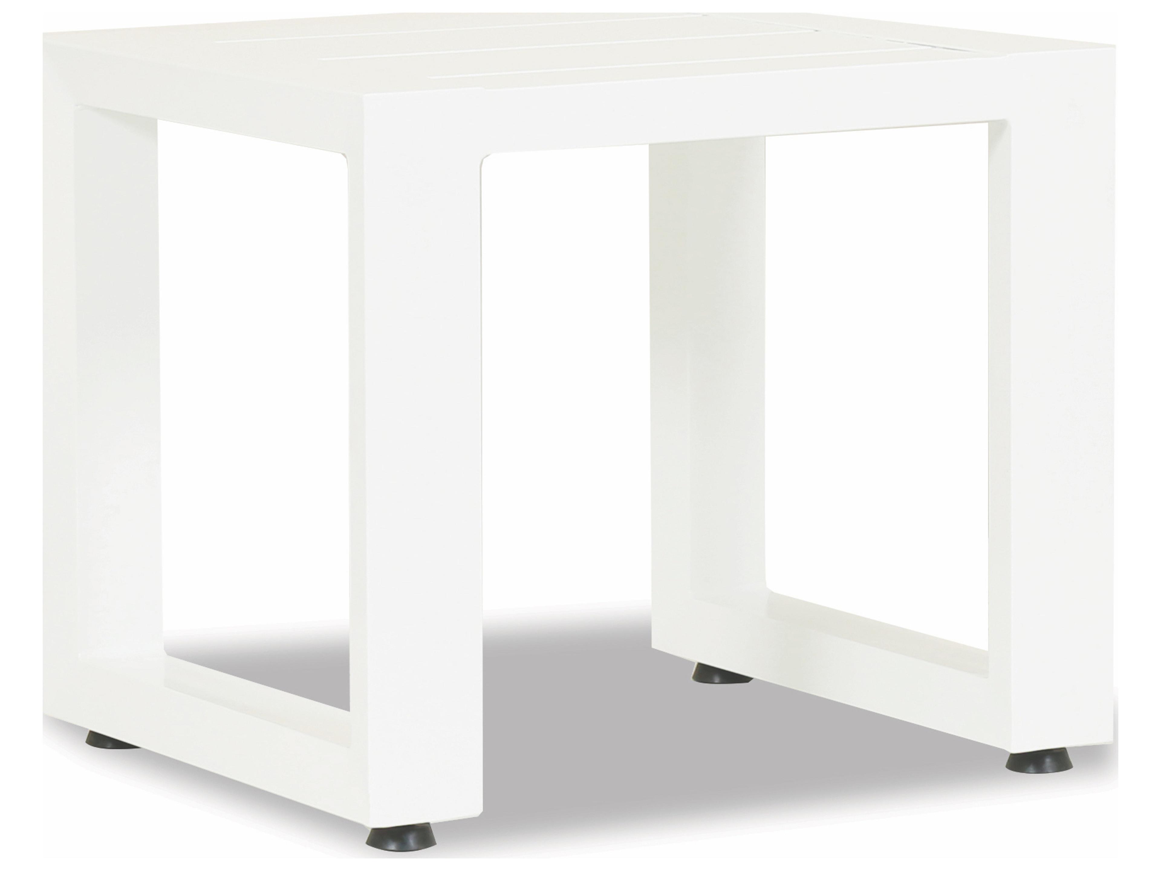 Sunset West Newport Frosted White Aluminum Square Outdoor Patio End Table