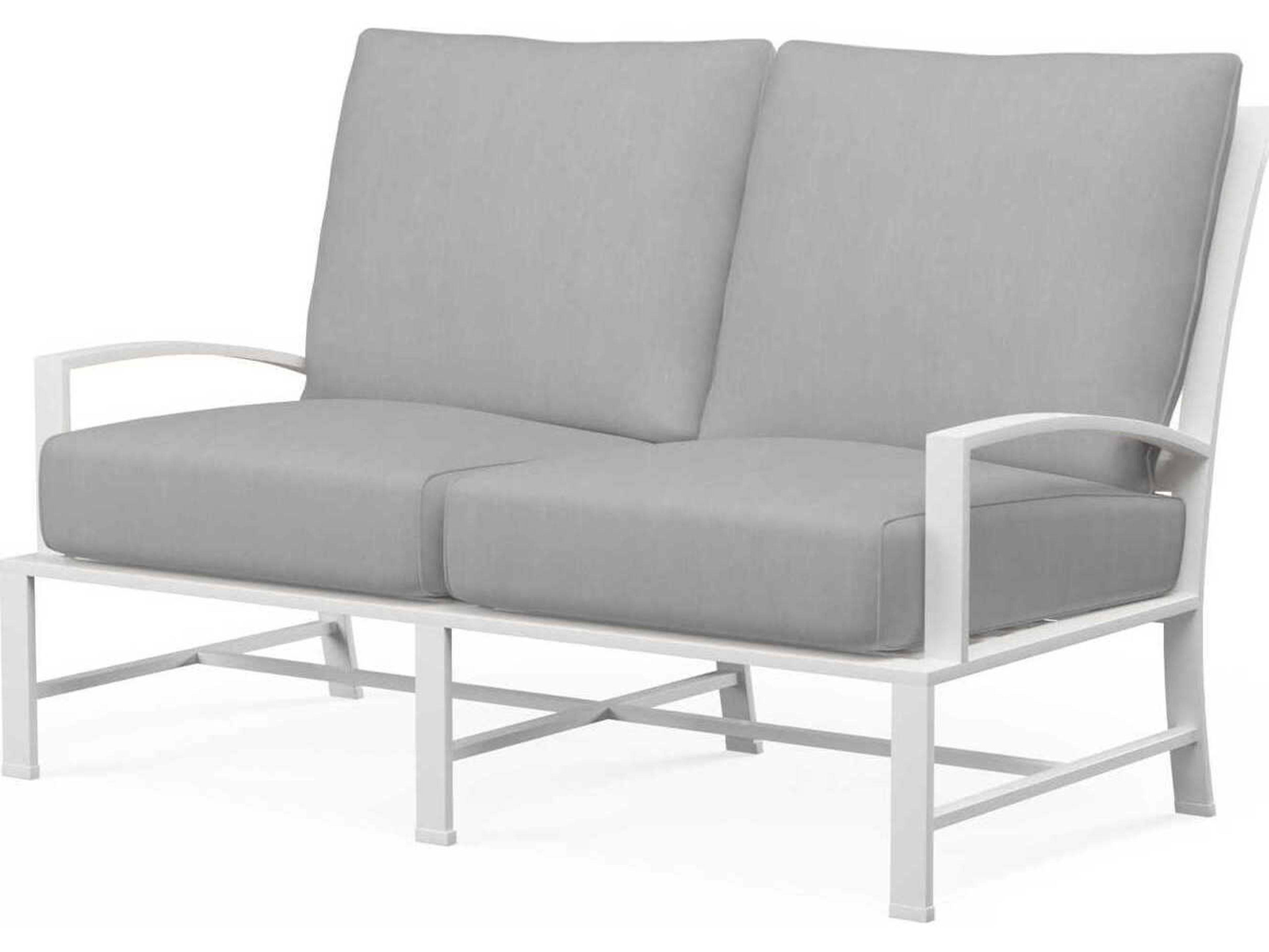 Sunset West Bristol White Aluminum Cushion Loveseat
