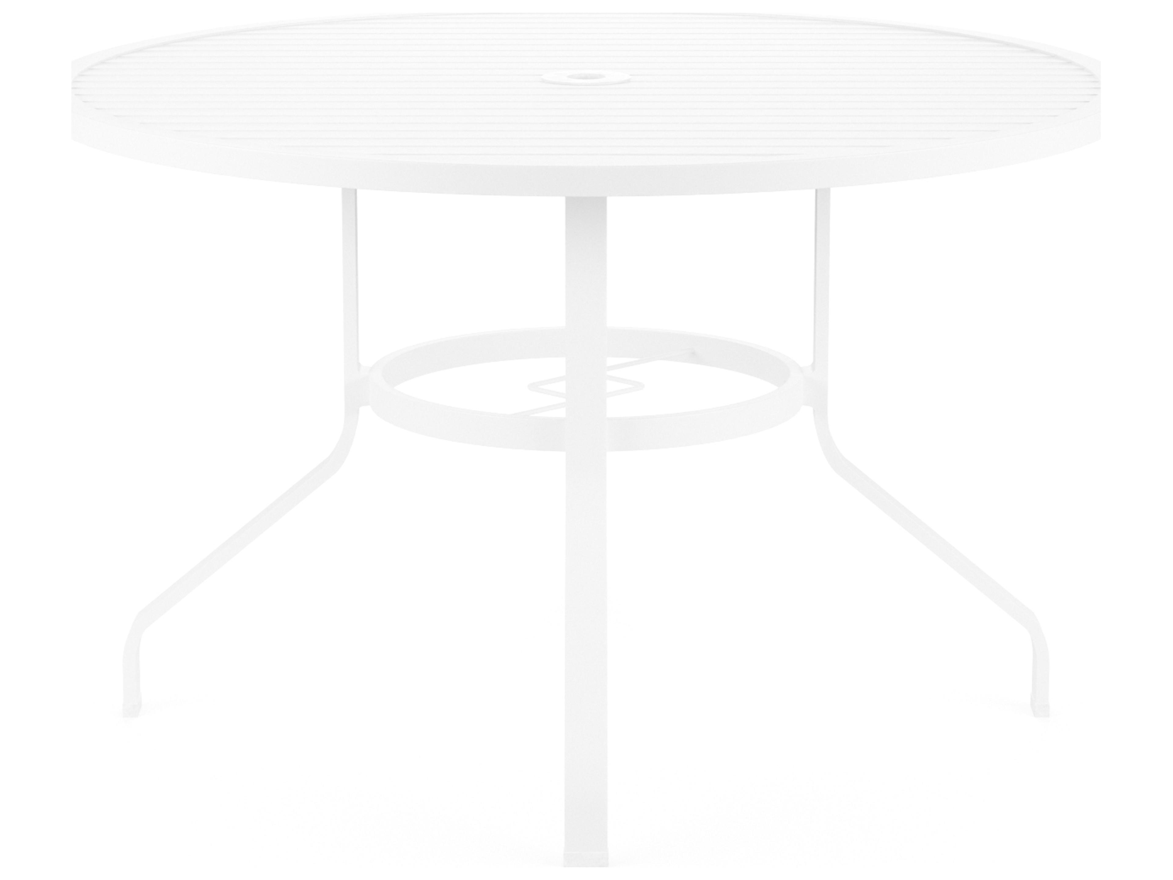 Sunset West Bristol Aluminum Frost Round Outdoor Dining Table with Umbrella Hole