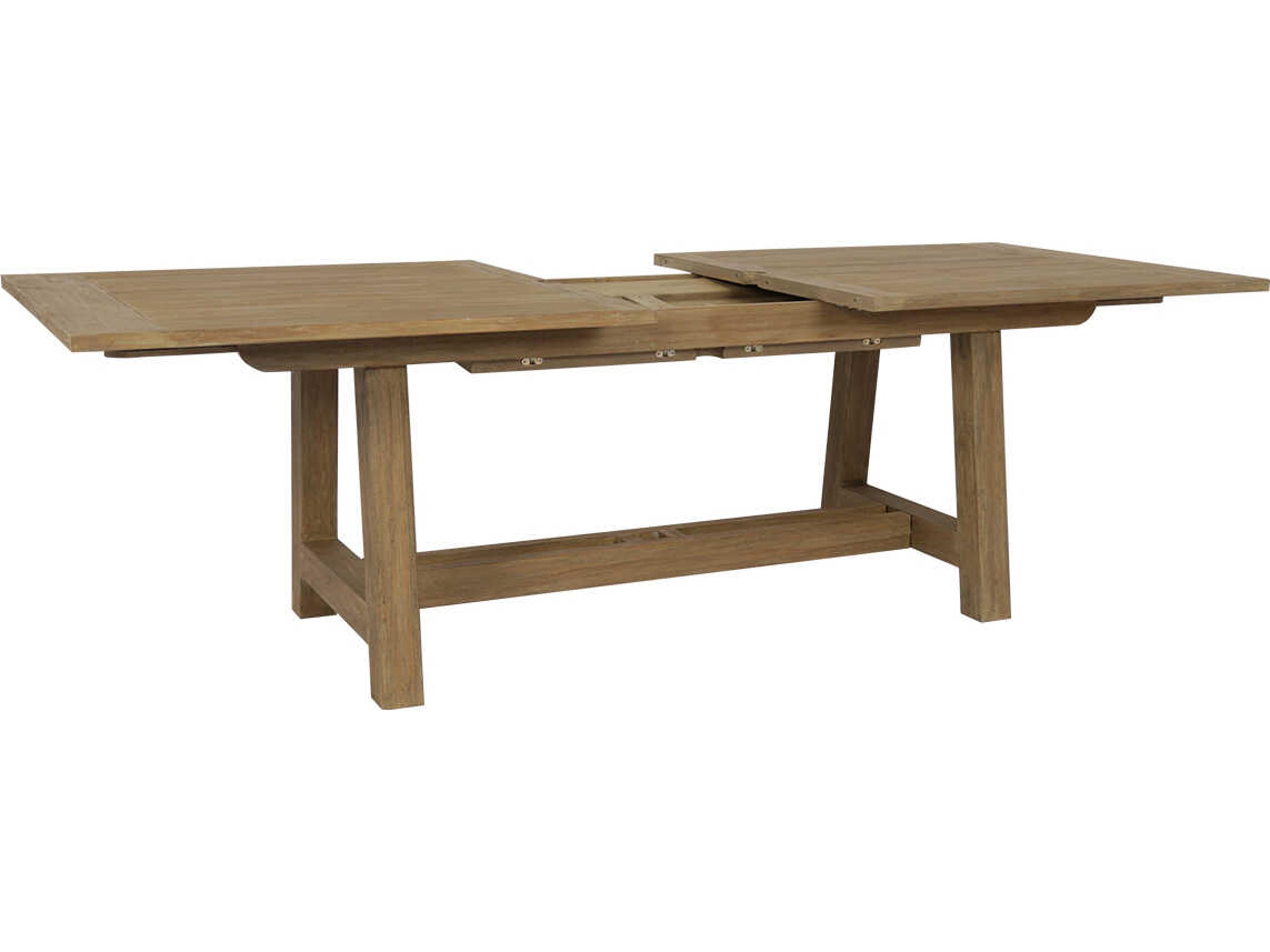 Sunset West Teak Rectangular Umbrella Hole Outdoor Patio Dining Table